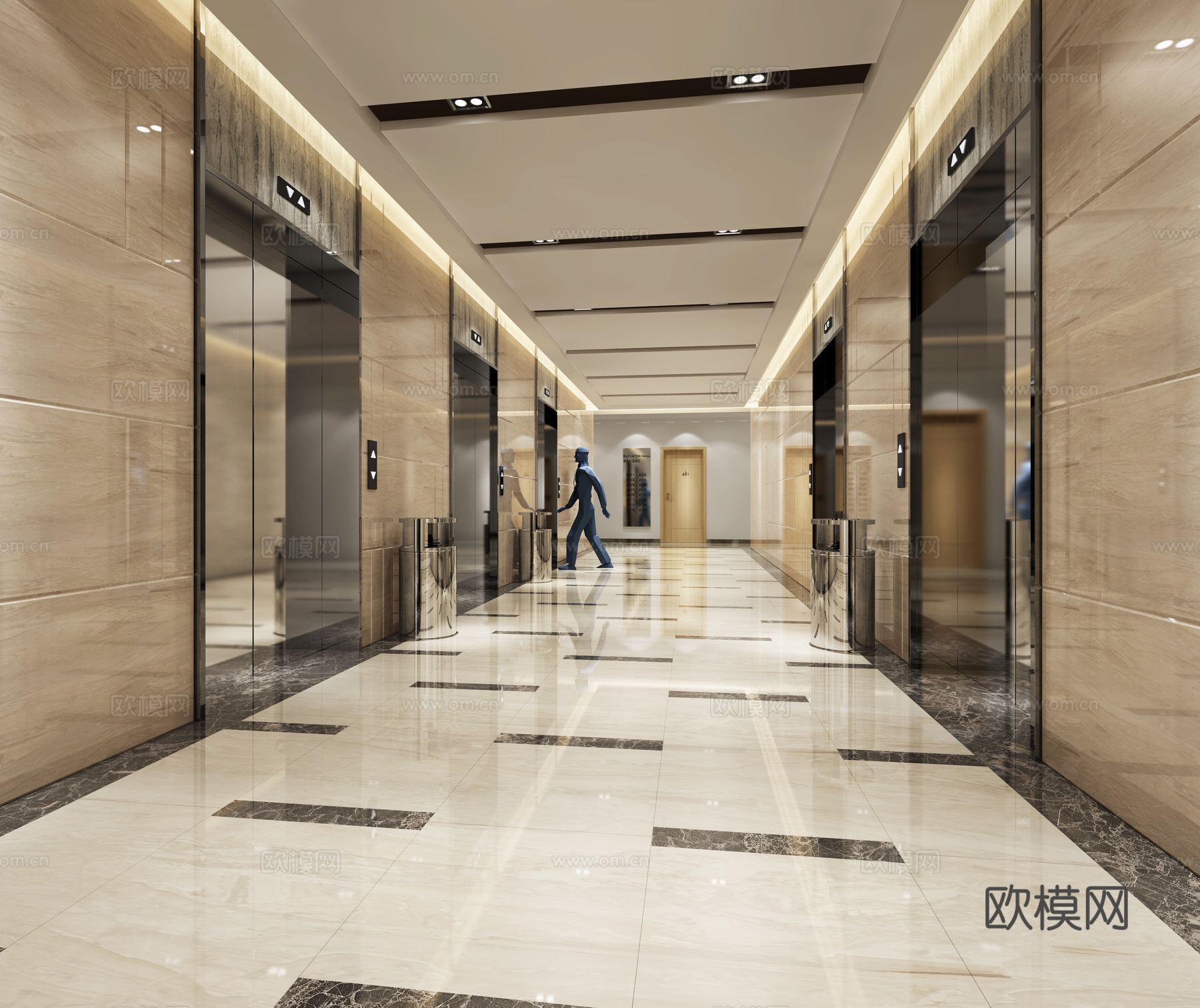 简欧走廊 前厅 酒店走廊 酒店前厅 电梯厅 玄关 过道3d模型