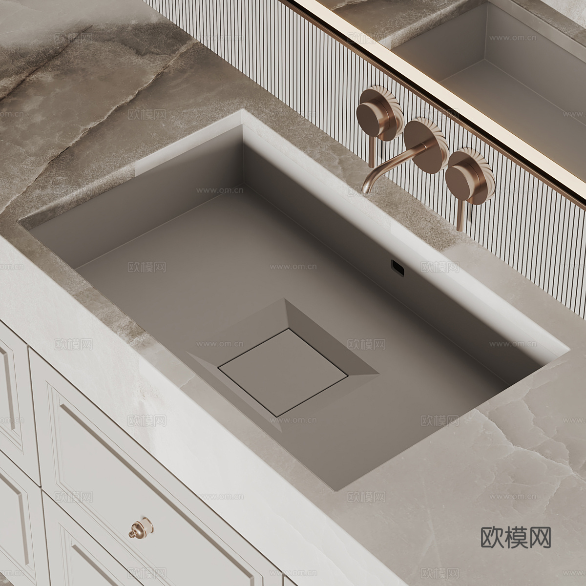 新中式轻奢浴室柜 台盆柜3d模型