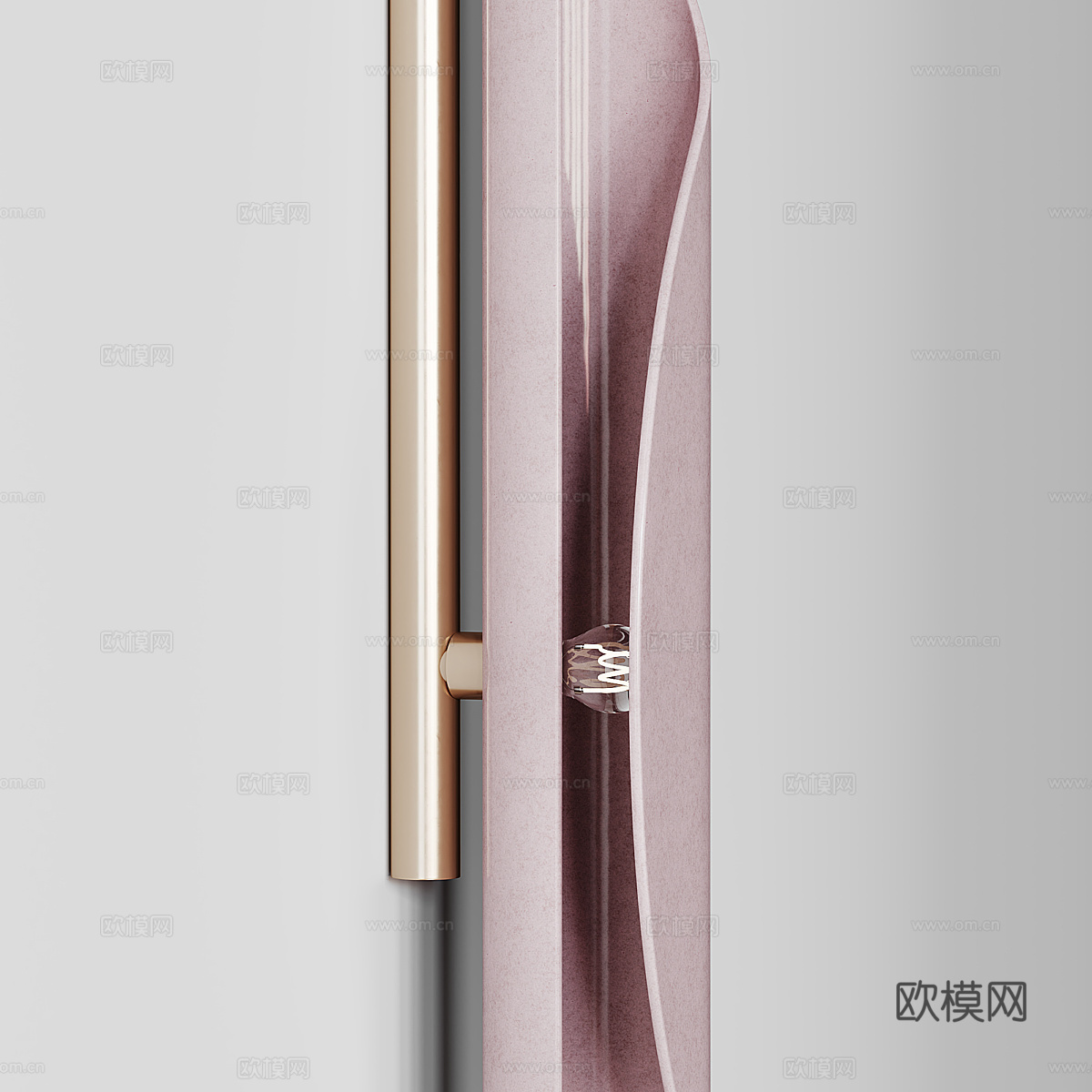 现代意式极简长条金属装饰壁灯3d模型