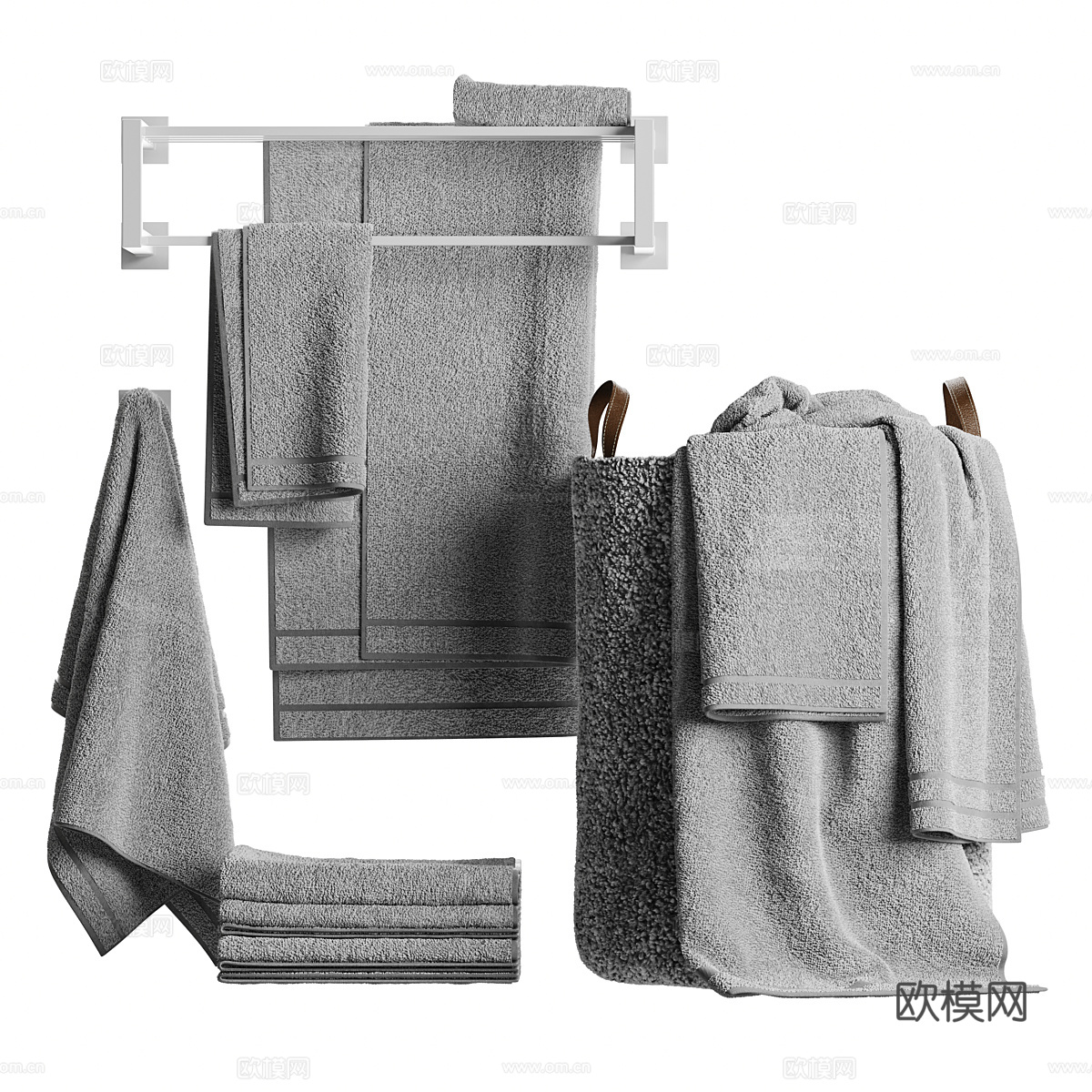 现代意式毛巾架 毛巾 洗衣篮3d模型