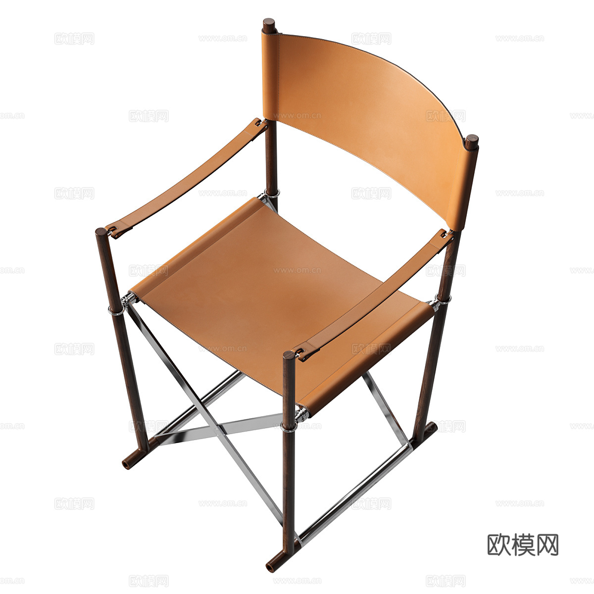 现代意式极简不锈钢皮革折叠椅3d模型
