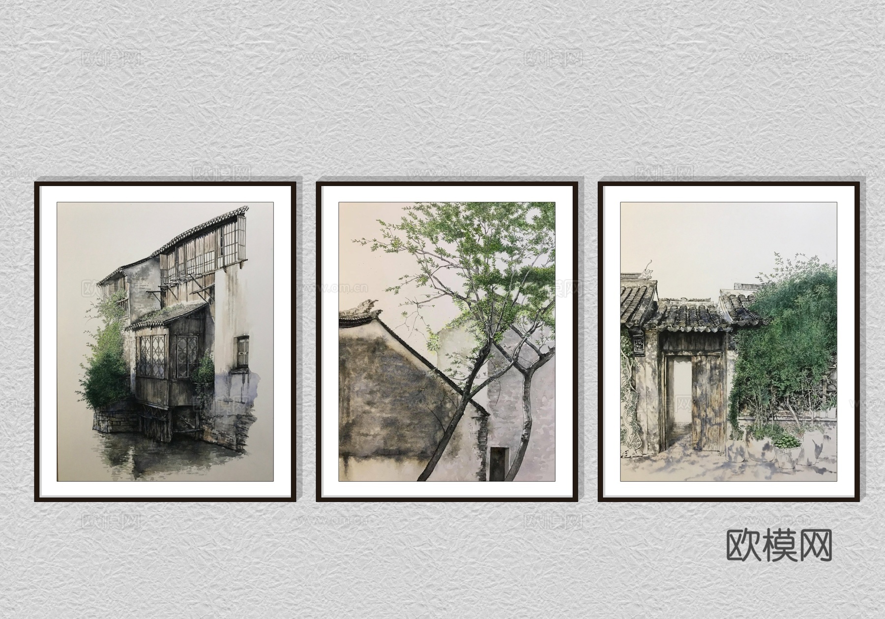 现代风景装饰画su模型下载