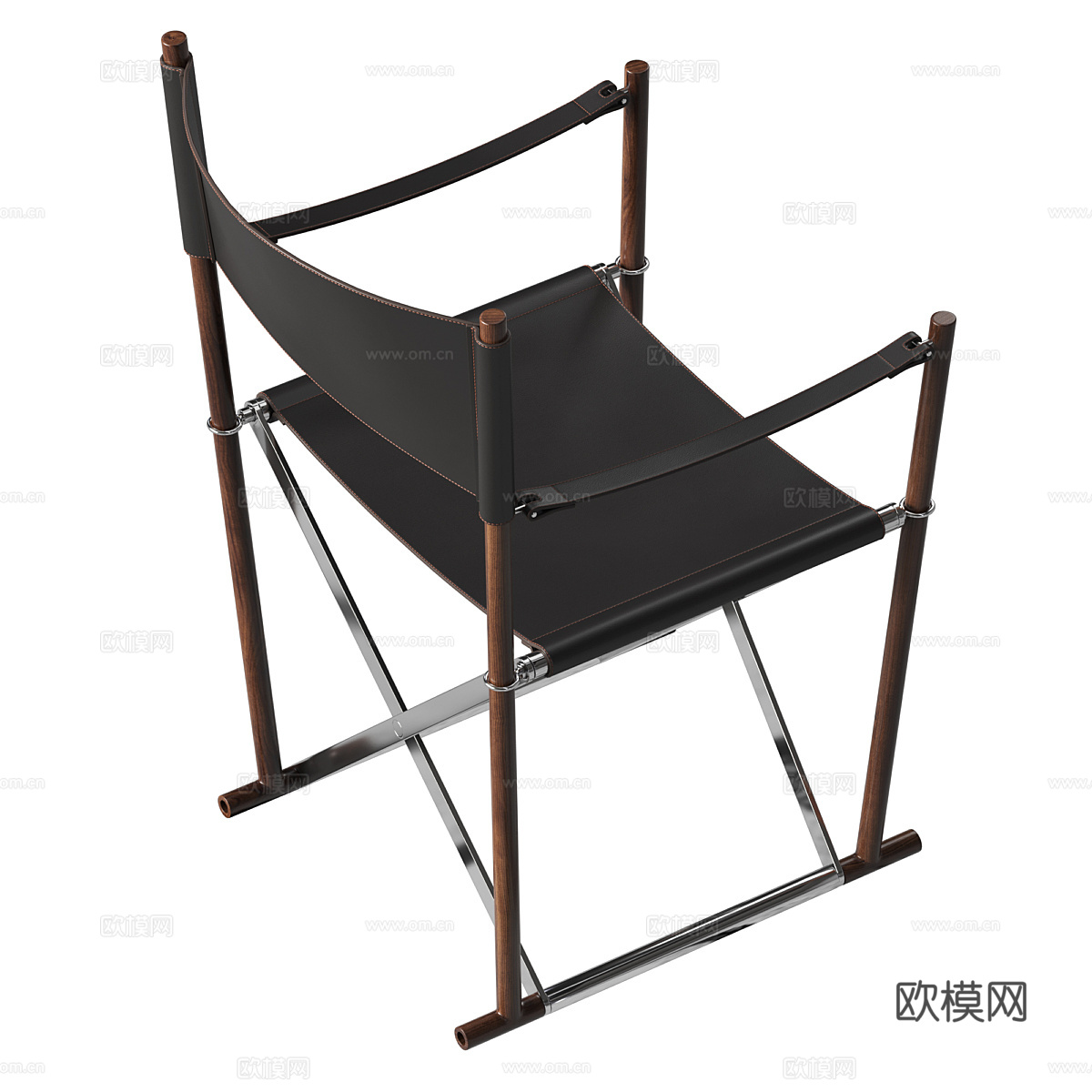 现代意式极简不锈钢皮革折叠椅3d模型