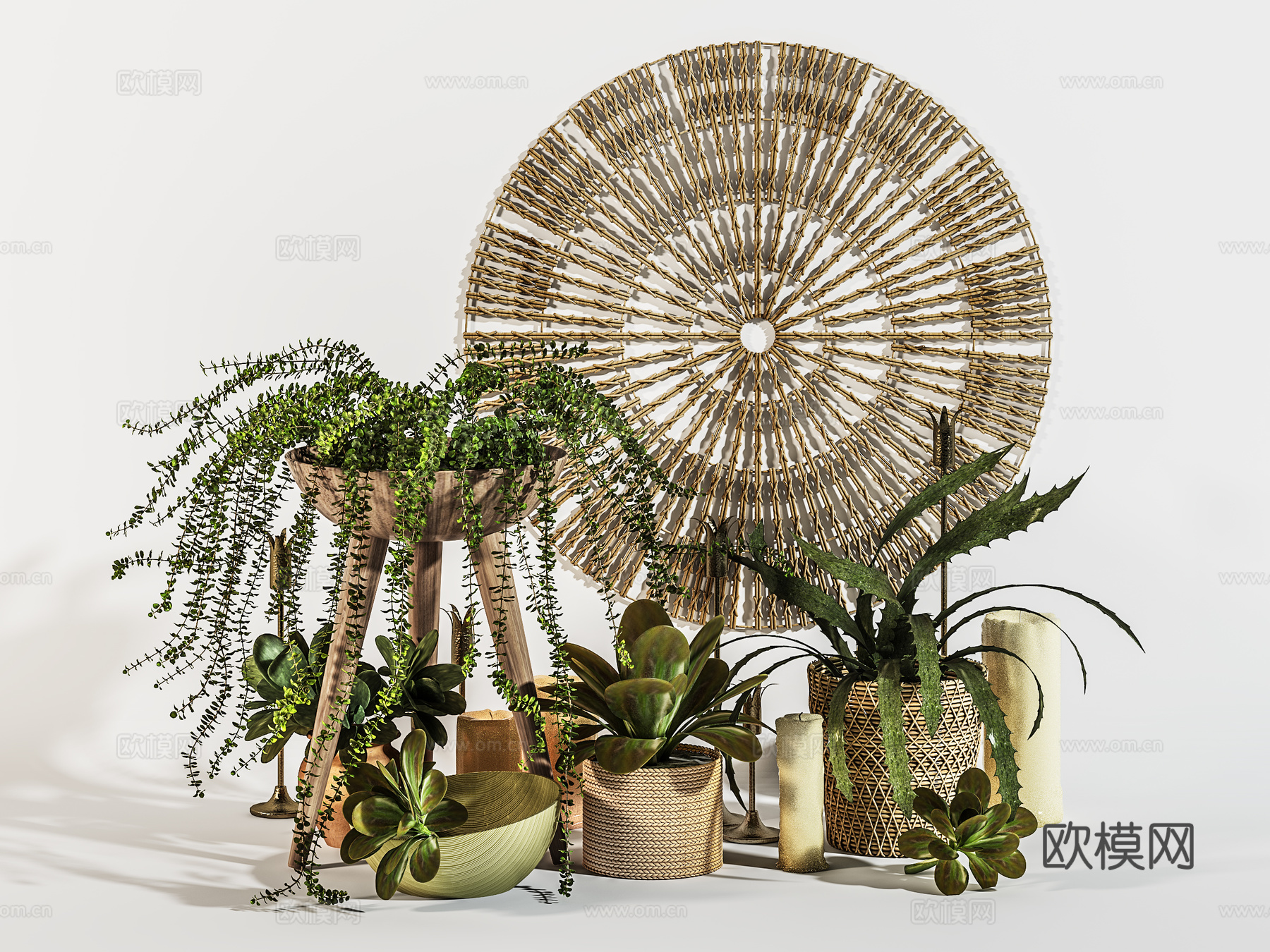 现代植物景观  室内植物造景 植物堆su模型