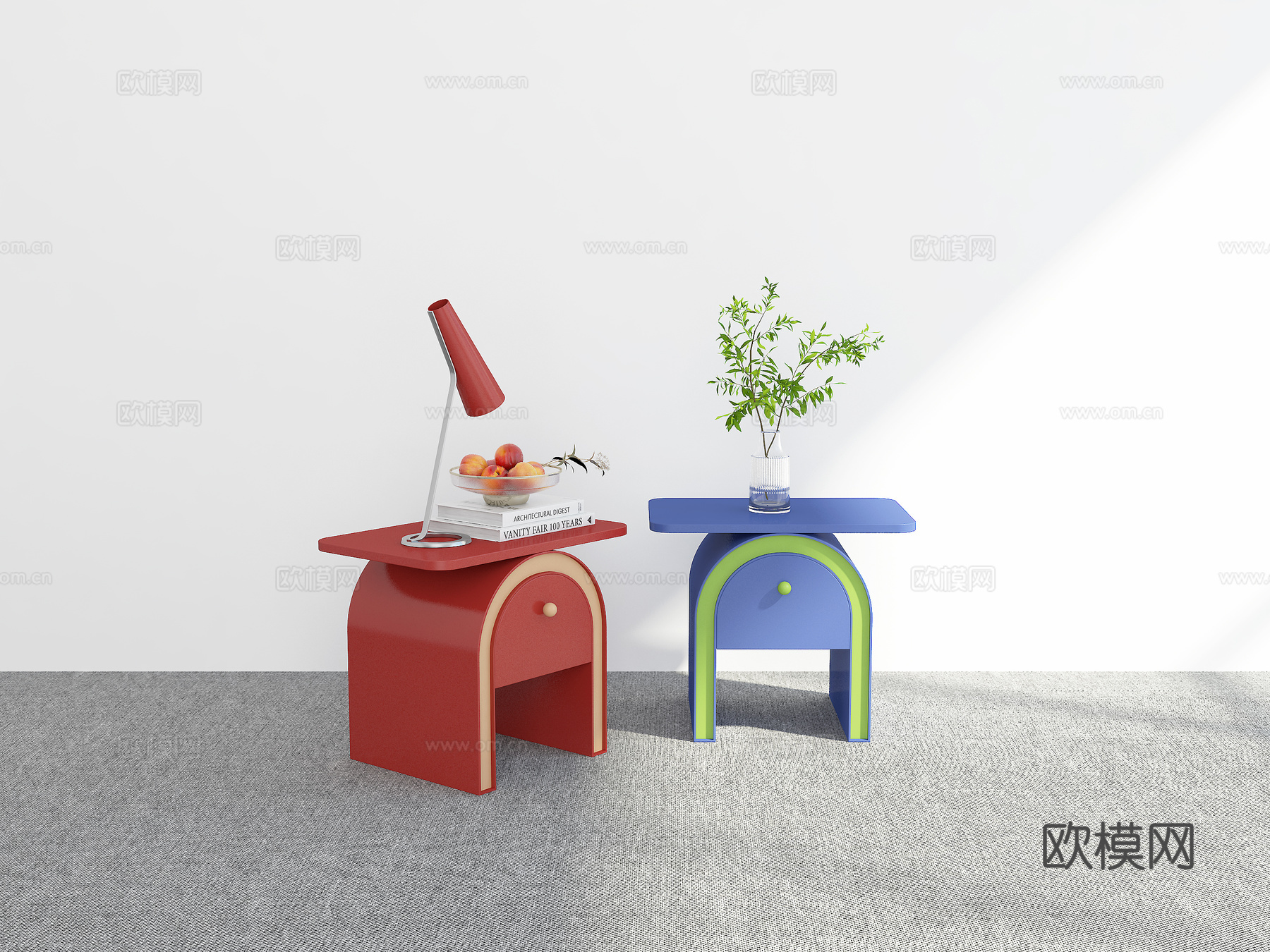 现代床头柜3d模型下载