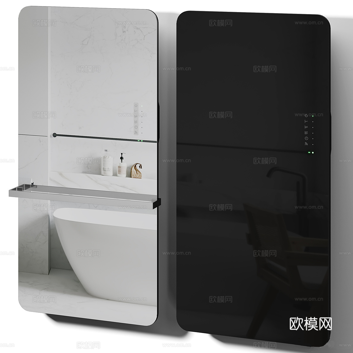 现代意式极简壁挂式玻璃面板散热器3d模型