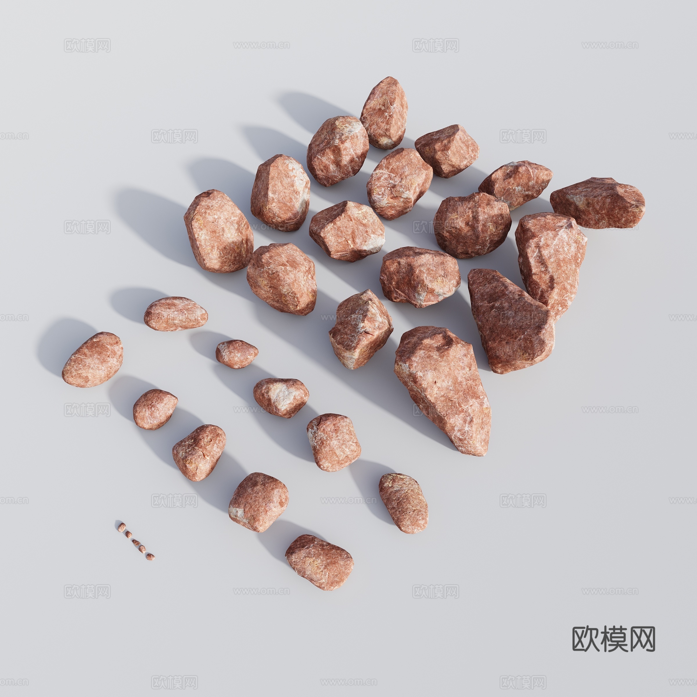 现代石头 景观石 造型石 园林景观石组合3d模型