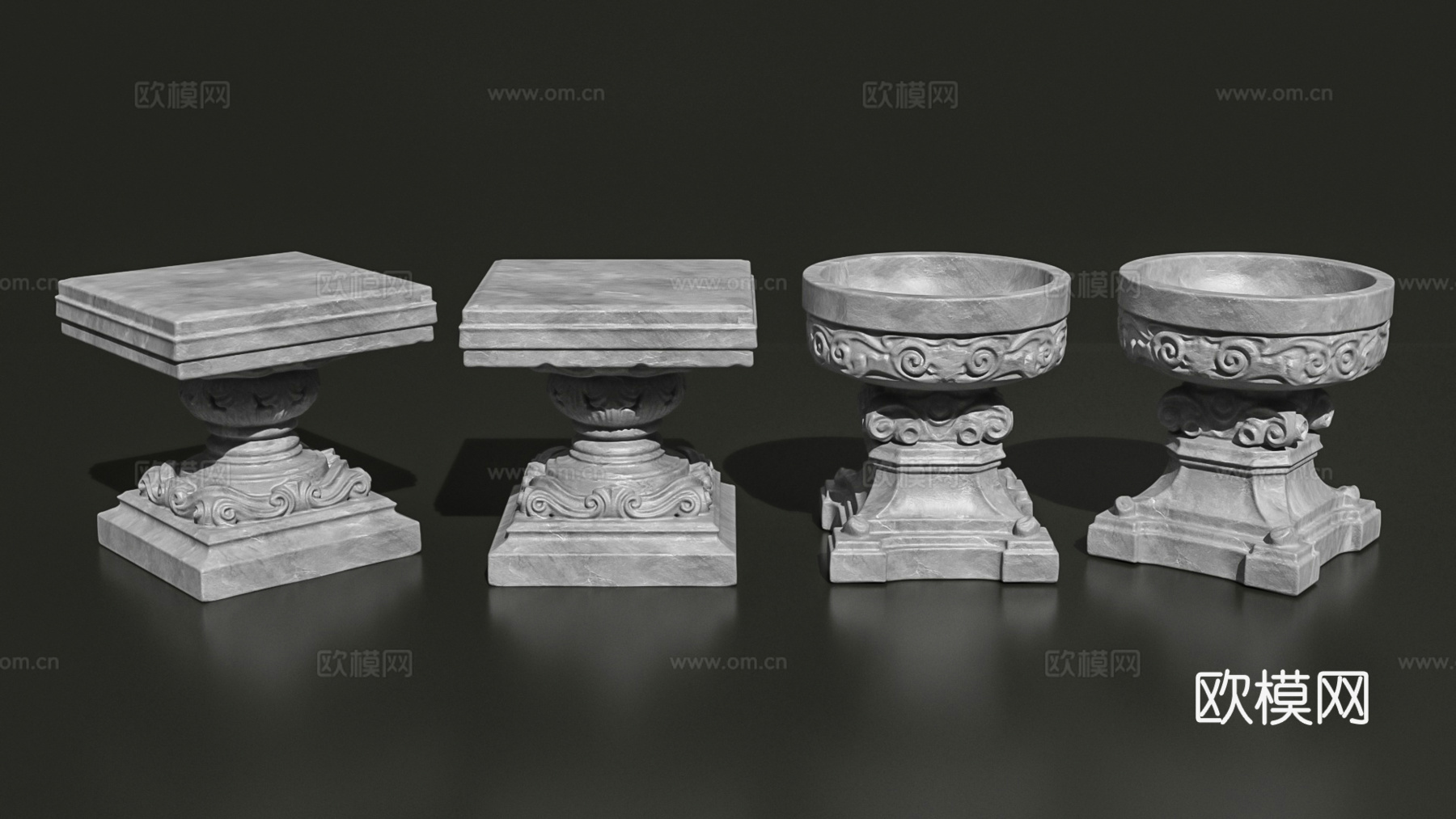 底座石头底座大理石底座柱础雕塑摆件3d模型