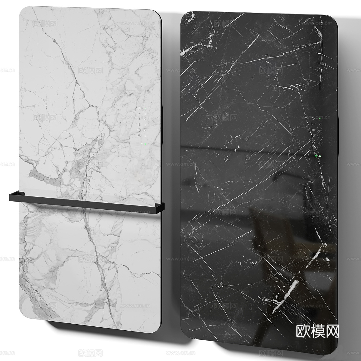 现代意式极简壁挂式玻璃面板散热器3d模型