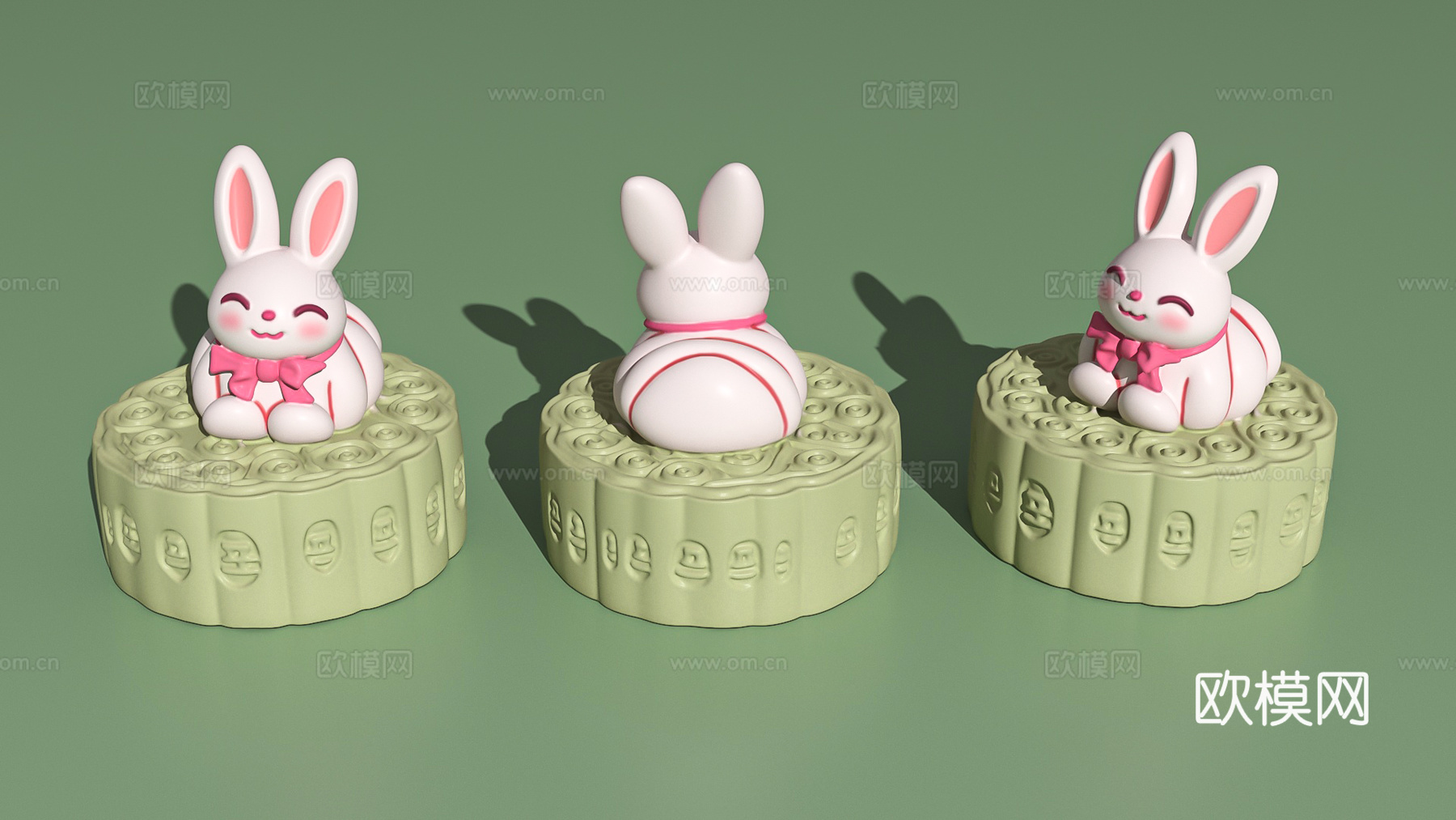 中秋节月饼礼品兔子盲盒雕塑潮玩3d模型