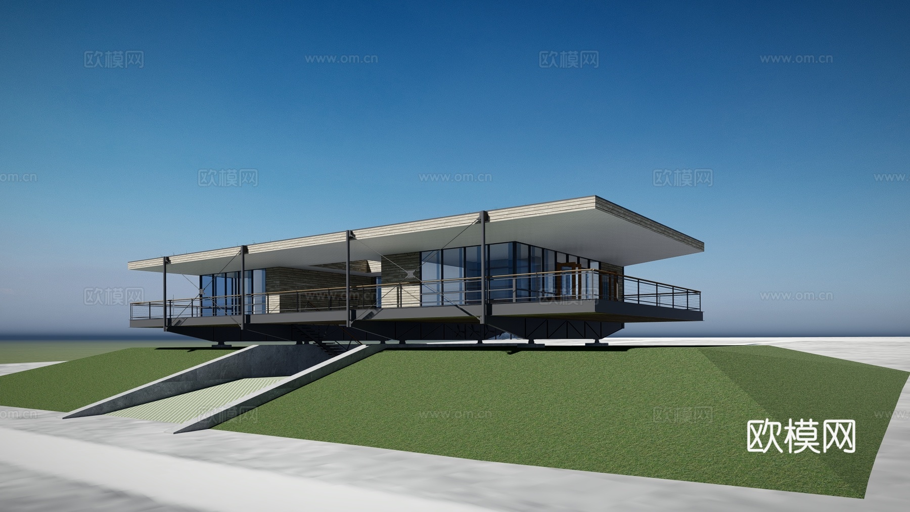现代售楼处建筑外观su模型下载