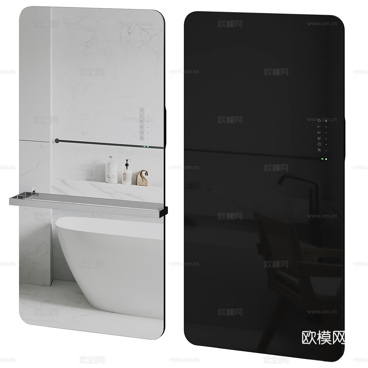 现代意式极简壁挂式玻璃面板散热器3d模型