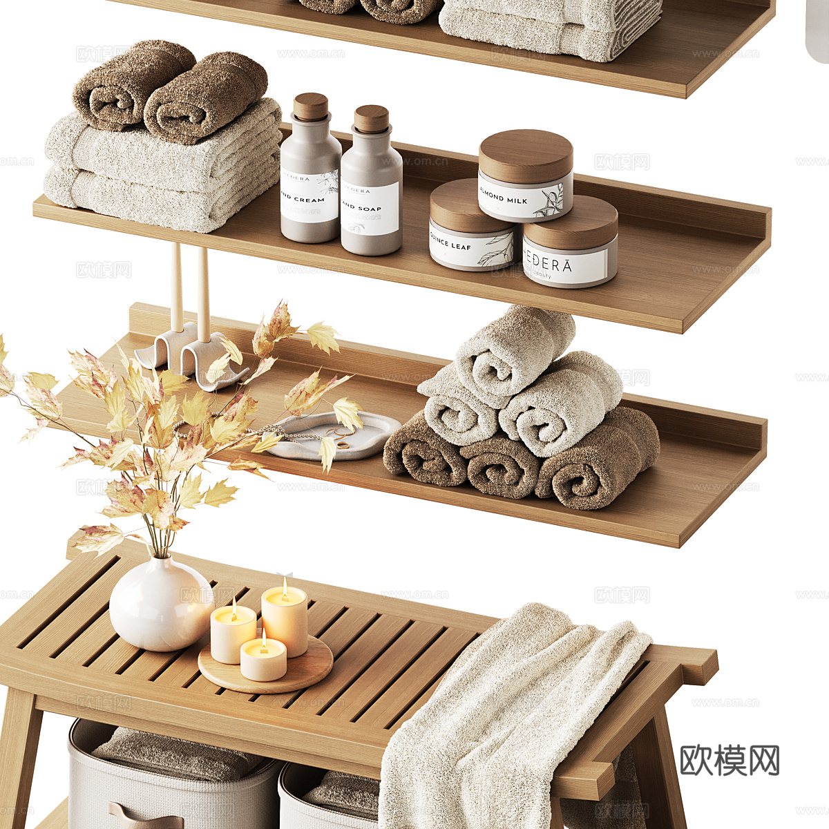 新中式卫浴洗护用品套装3d模型