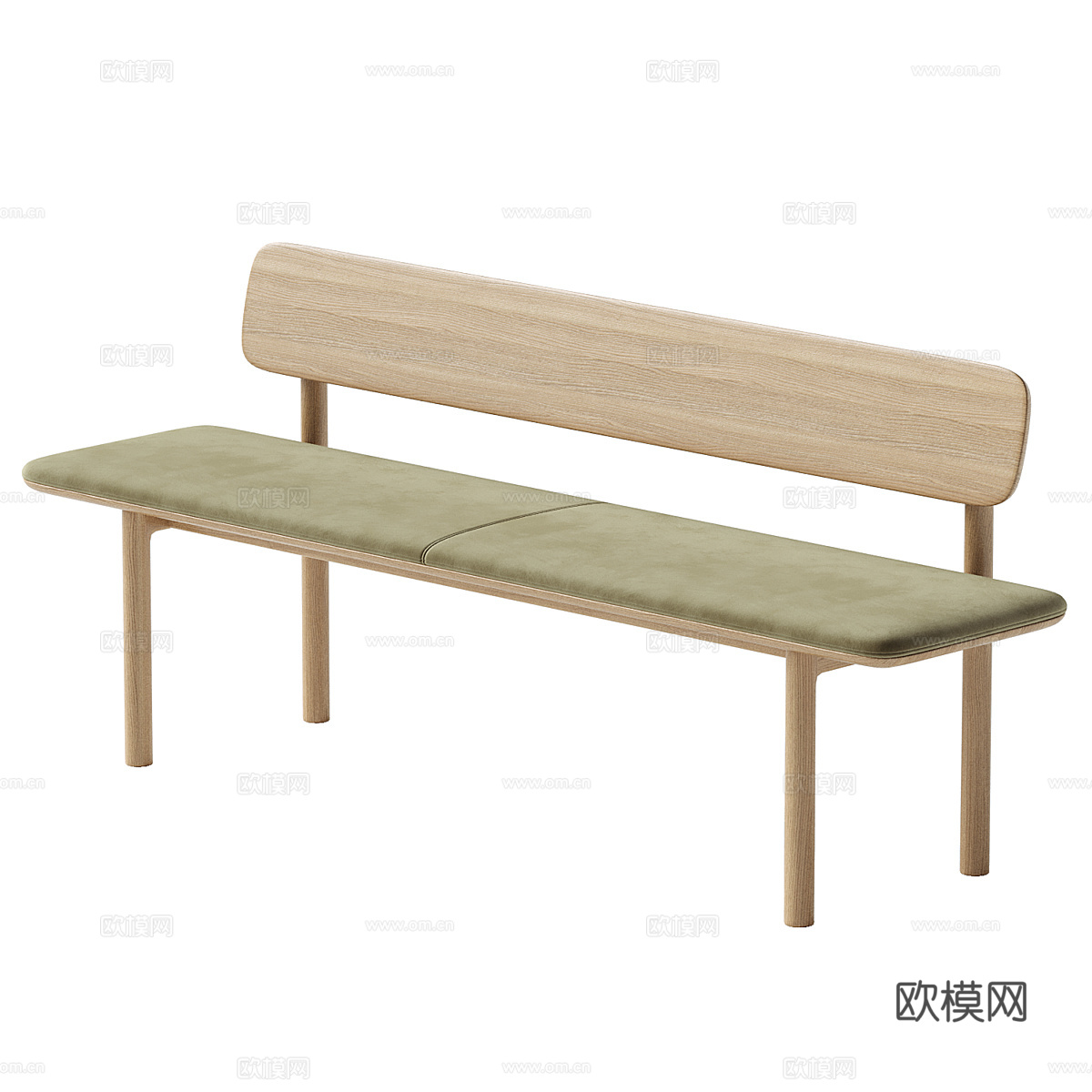 新中式原木长凳 条凳3d模型