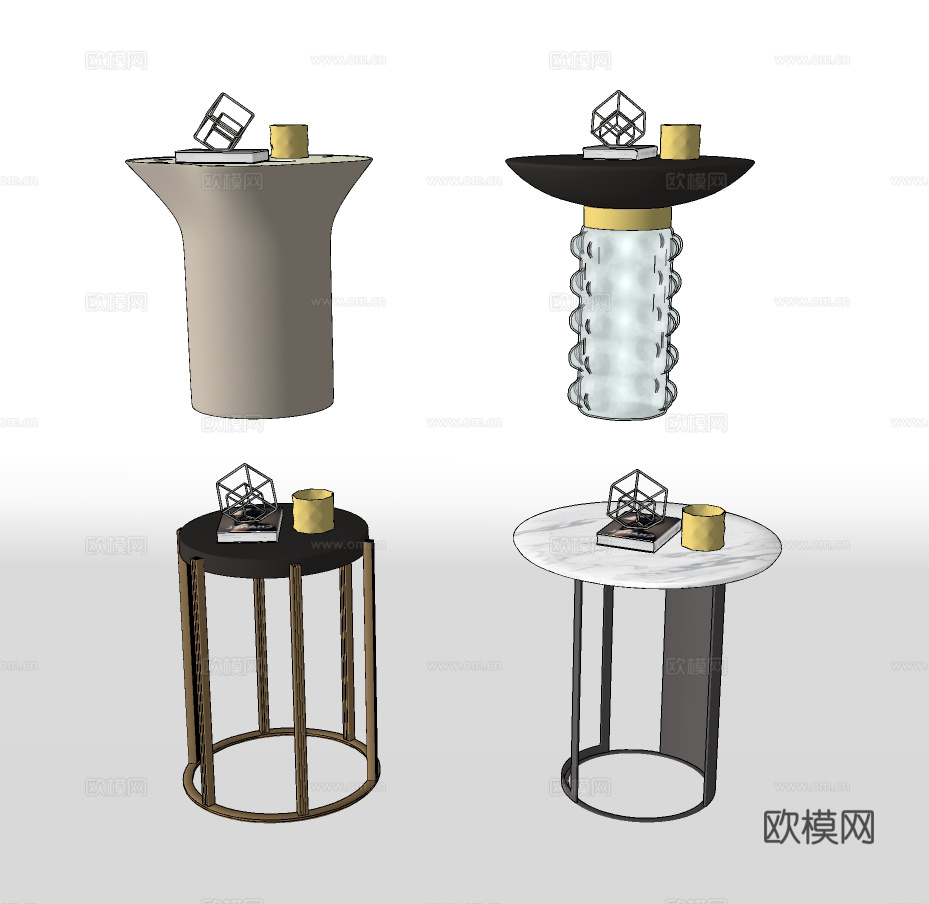 现代圆几边几su模型下载