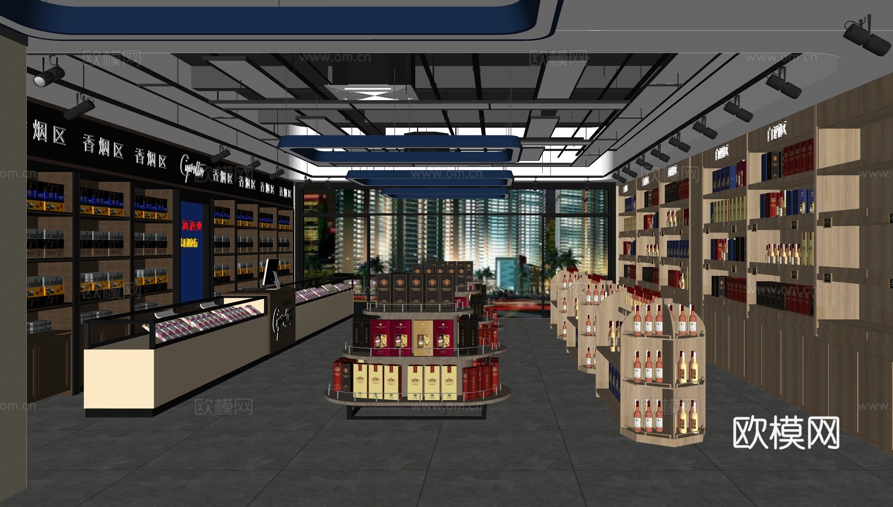 现代烟酒专卖店su模型下载