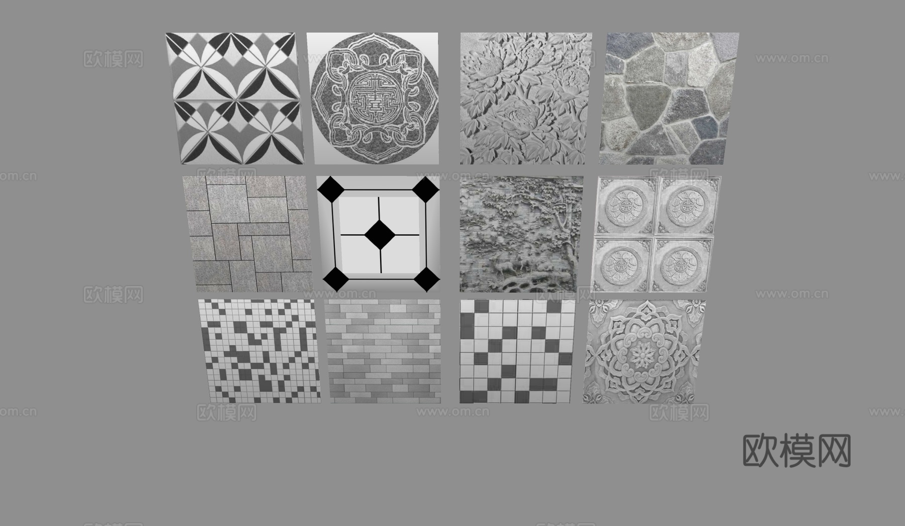 现代地砖拼花瓷砖su模型