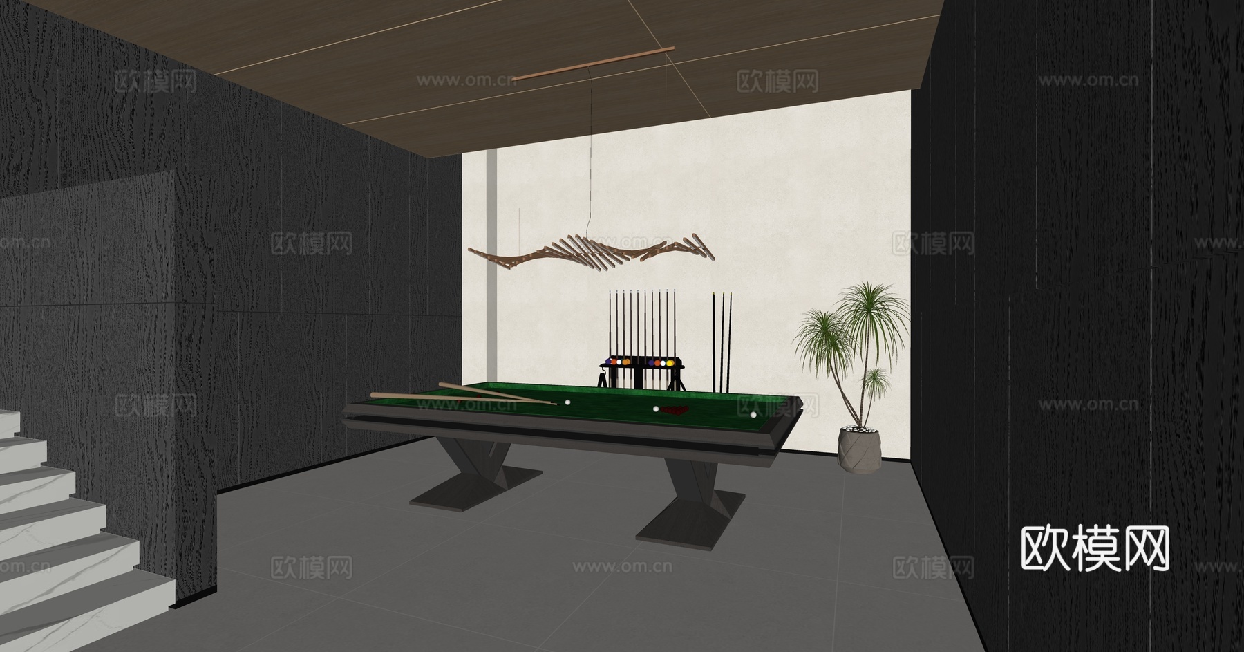 现代楼梯间su模型下载