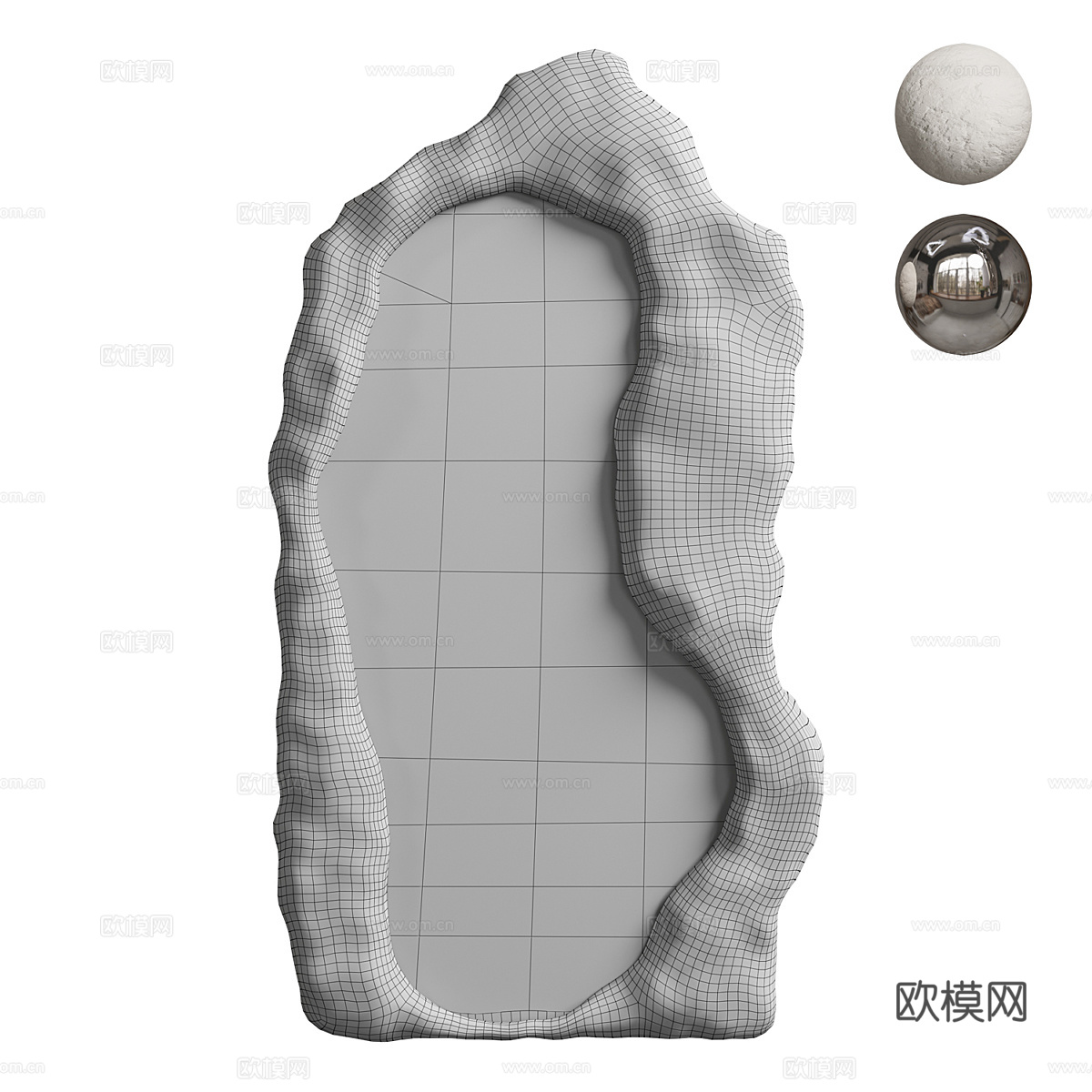 现代意式侘寂装饰镜子3d模型