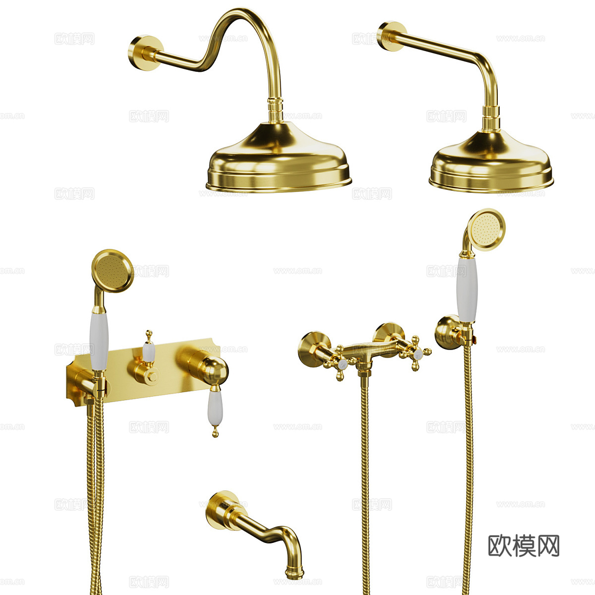 法式轻奢淋浴花洒 水龙头3d模型