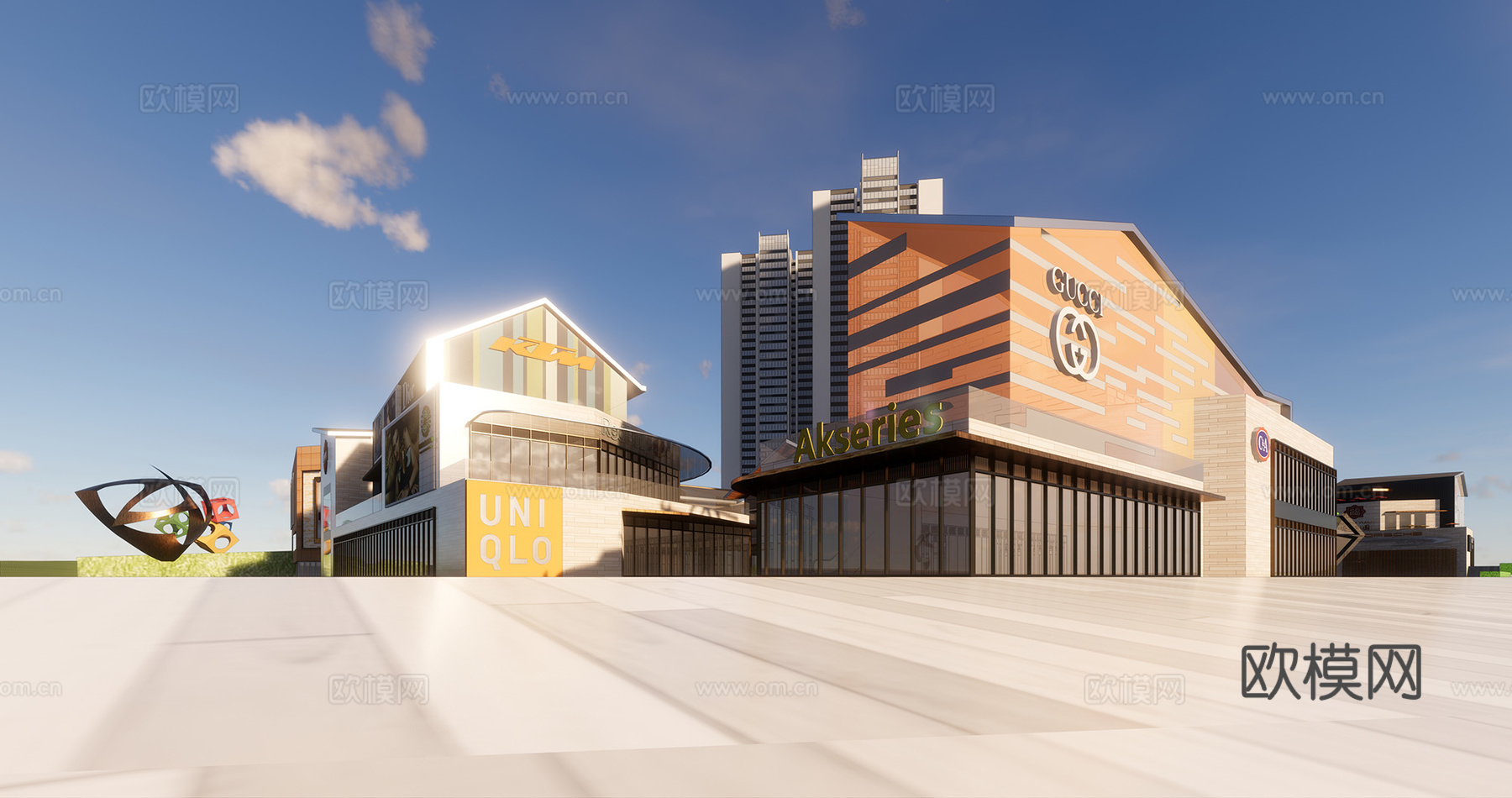 现代商业综合体su模型下载