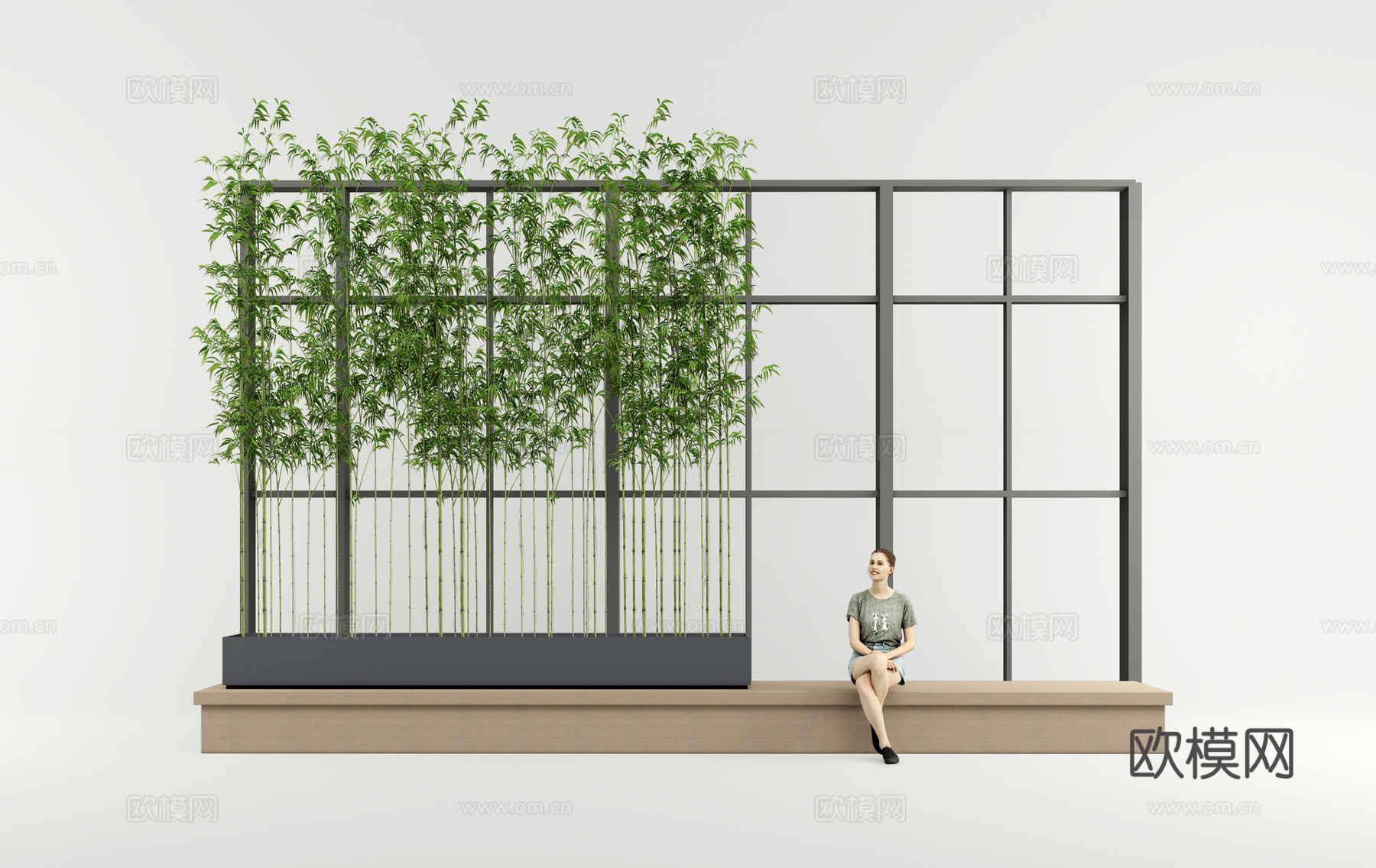 现代竹子 景观座椅su模型下载
