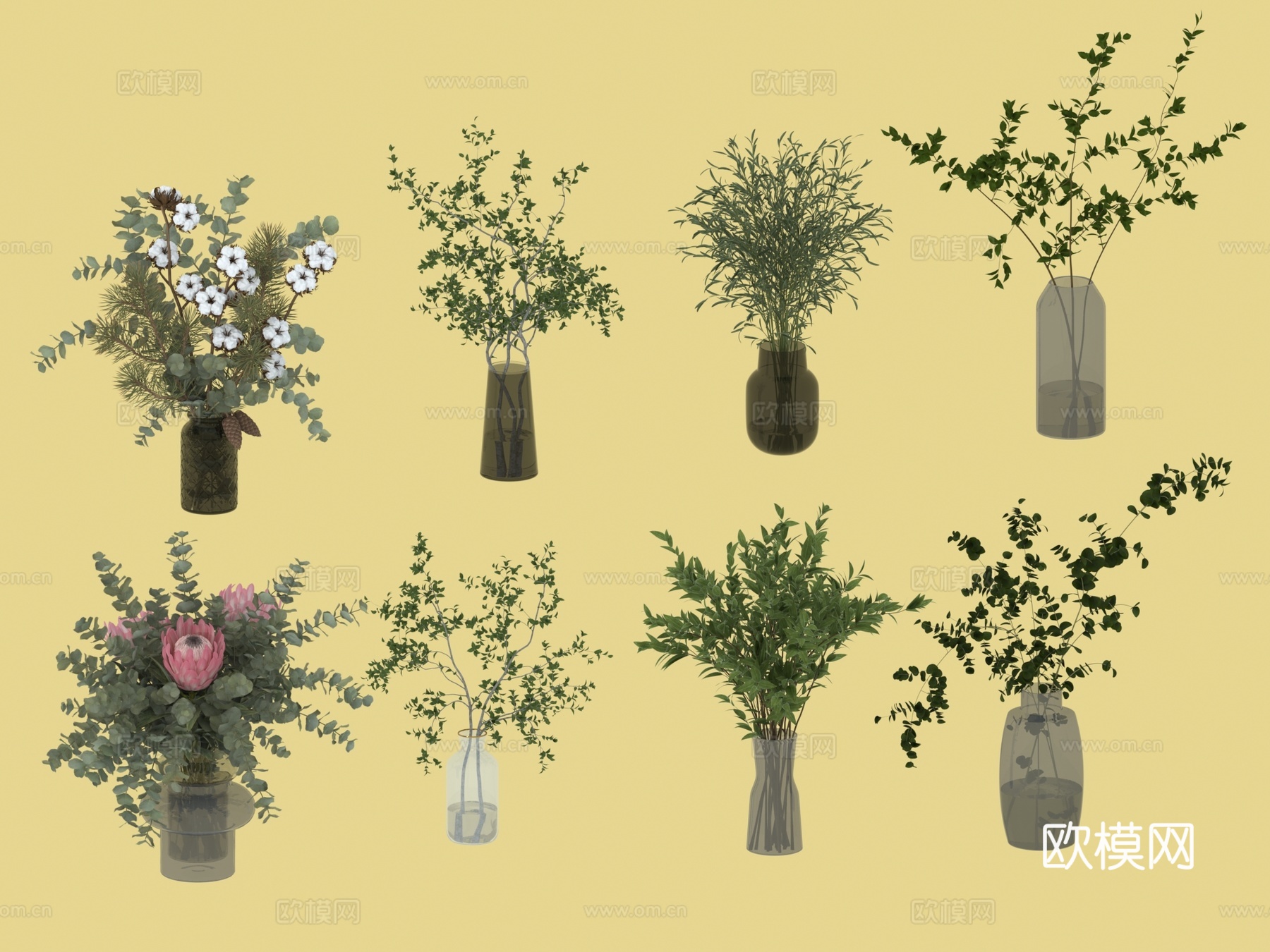 花卉花瓶3d模型下载