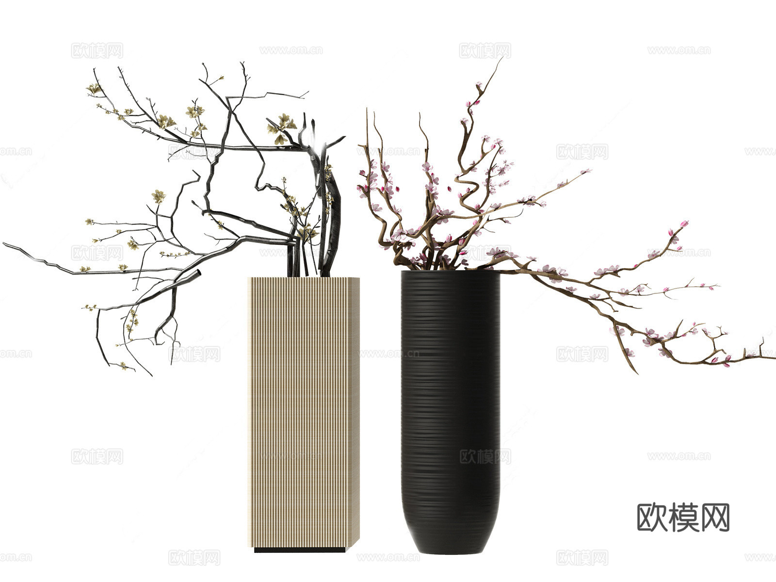 新中式花瓶插花su模型下载