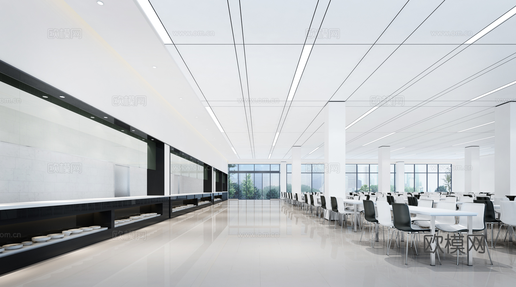 现代公司员工餐厅3d模型