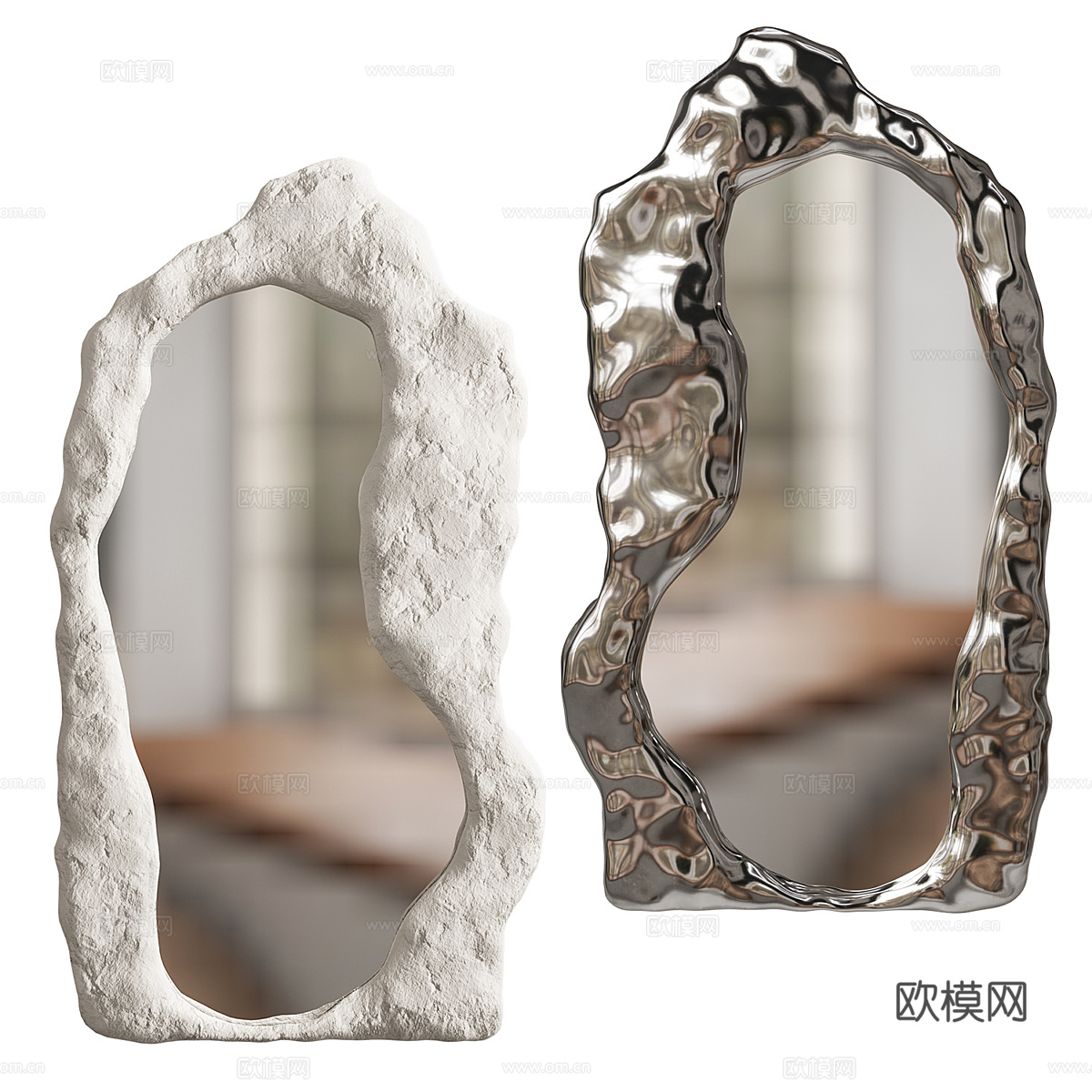 现代意式侘寂装饰镜子3d模型