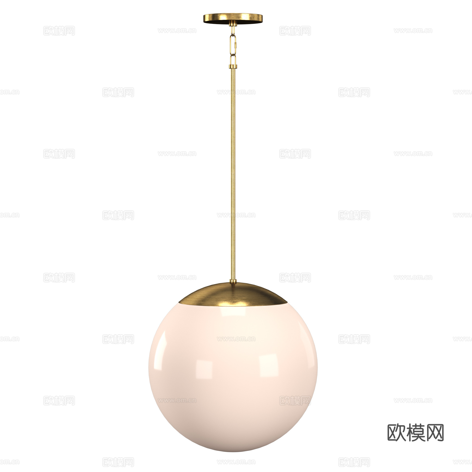 现代轻奢乳白色球形玻璃装饰吊灯3d模型3d模型