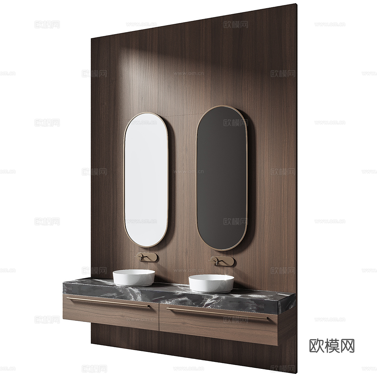 新中式轻奢双台盆浴室柜 台盆柜3d模型