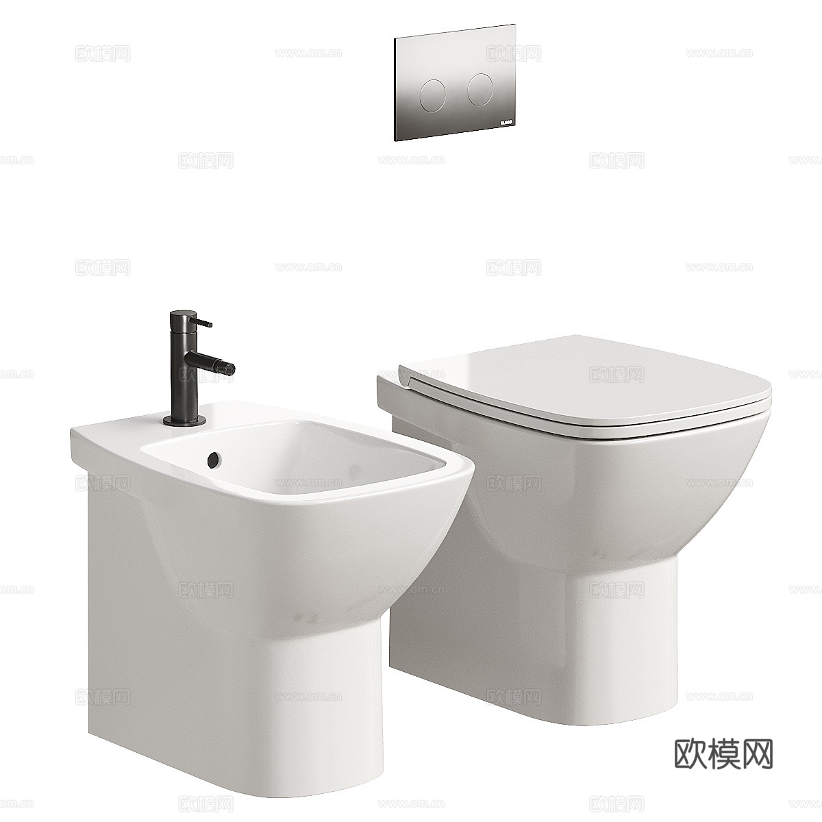 美式简约马桶 坐浴盆3d模型