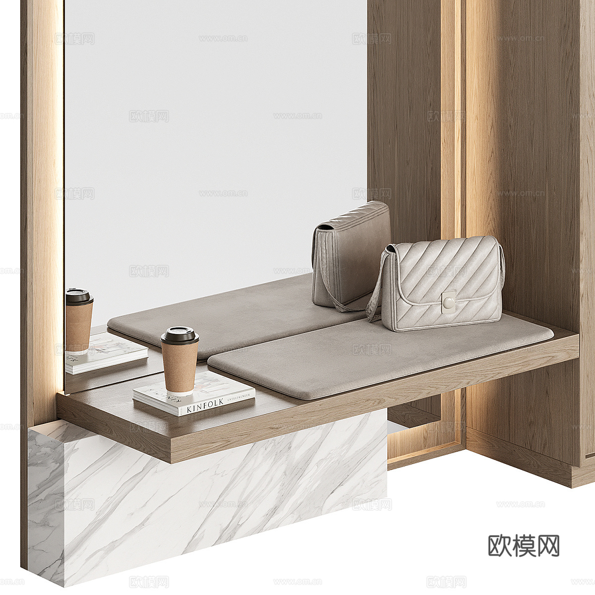 现代意式极简衣柜鞋柜3d模型