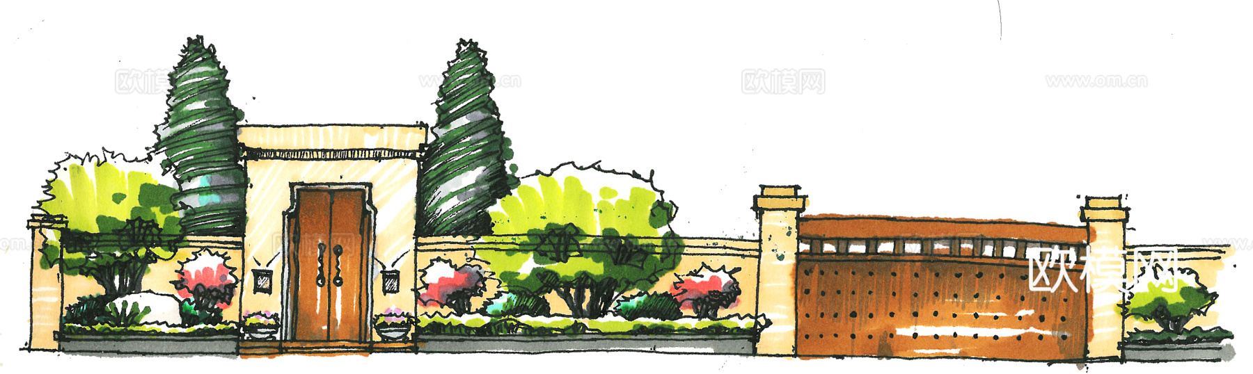 别墅花园 别墅庭院 设计  施工图+手绘草稿  1500平cad施工图