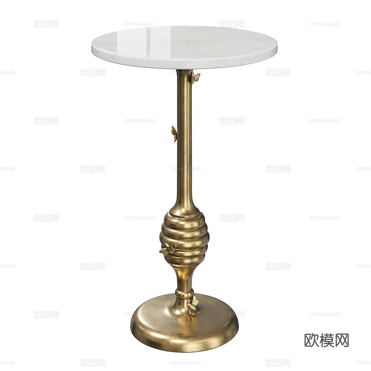 现代轻奢大理石金属圆边几3d模型