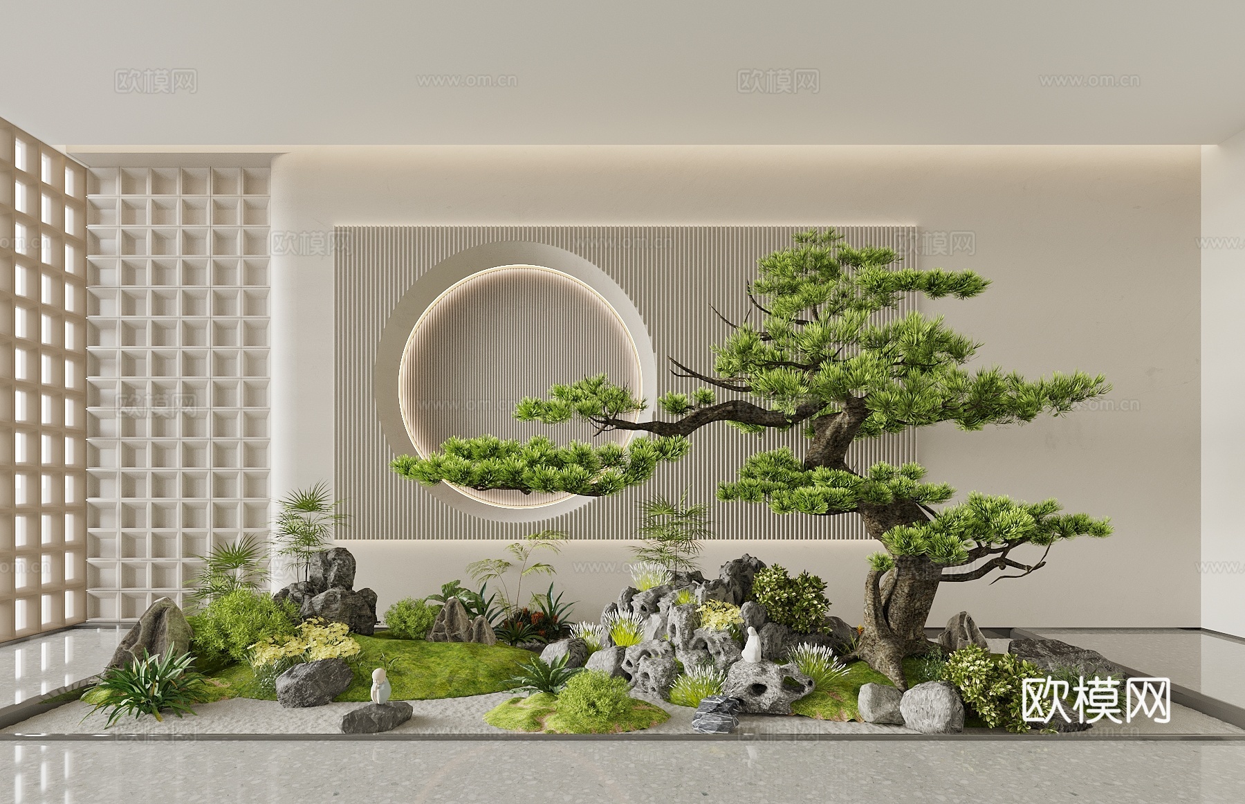新中式中式景观 园林景观造景 景观小品 庭院景观 景观石3d模型