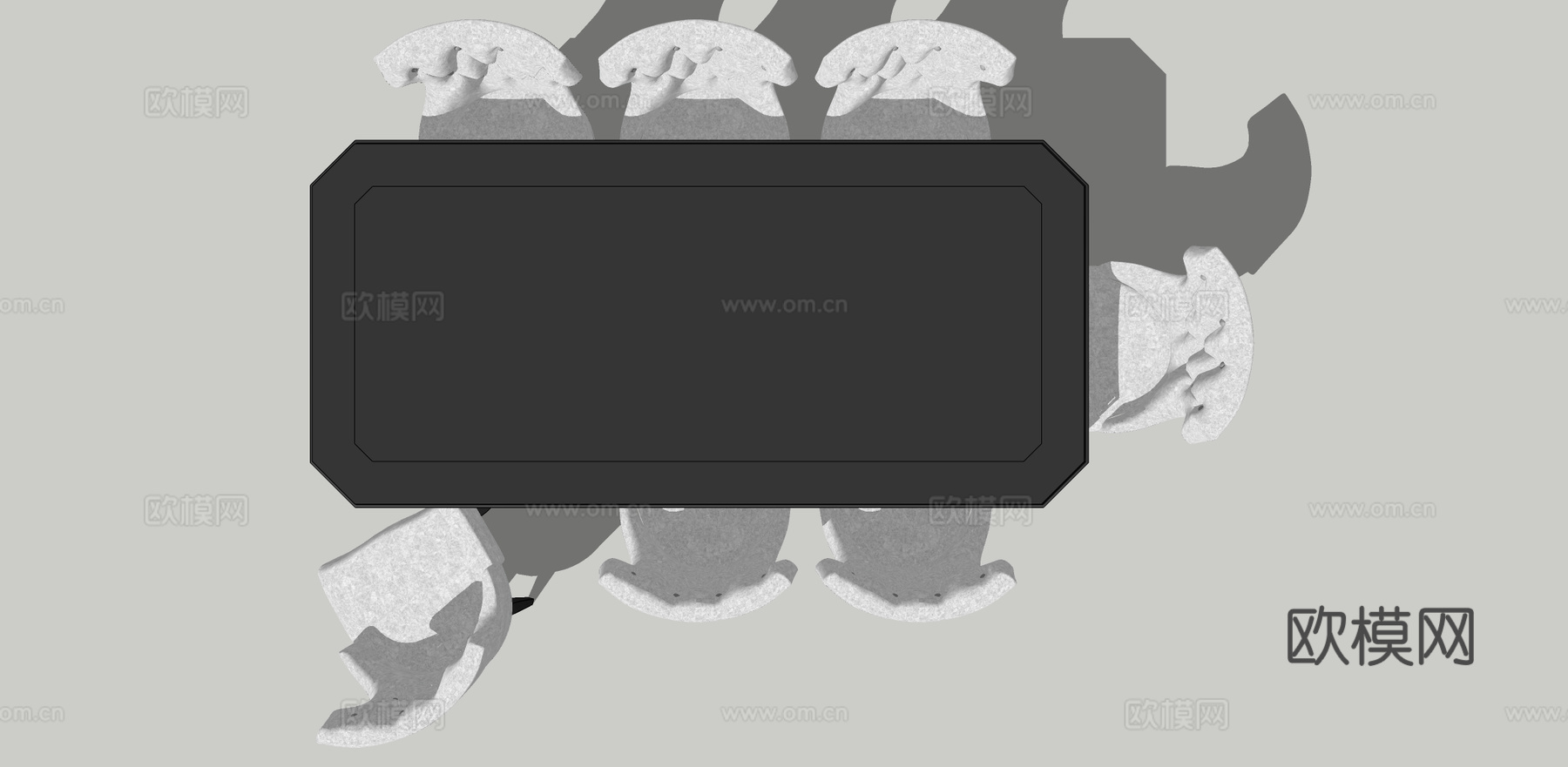 欧式餐桌椅su模型下载
