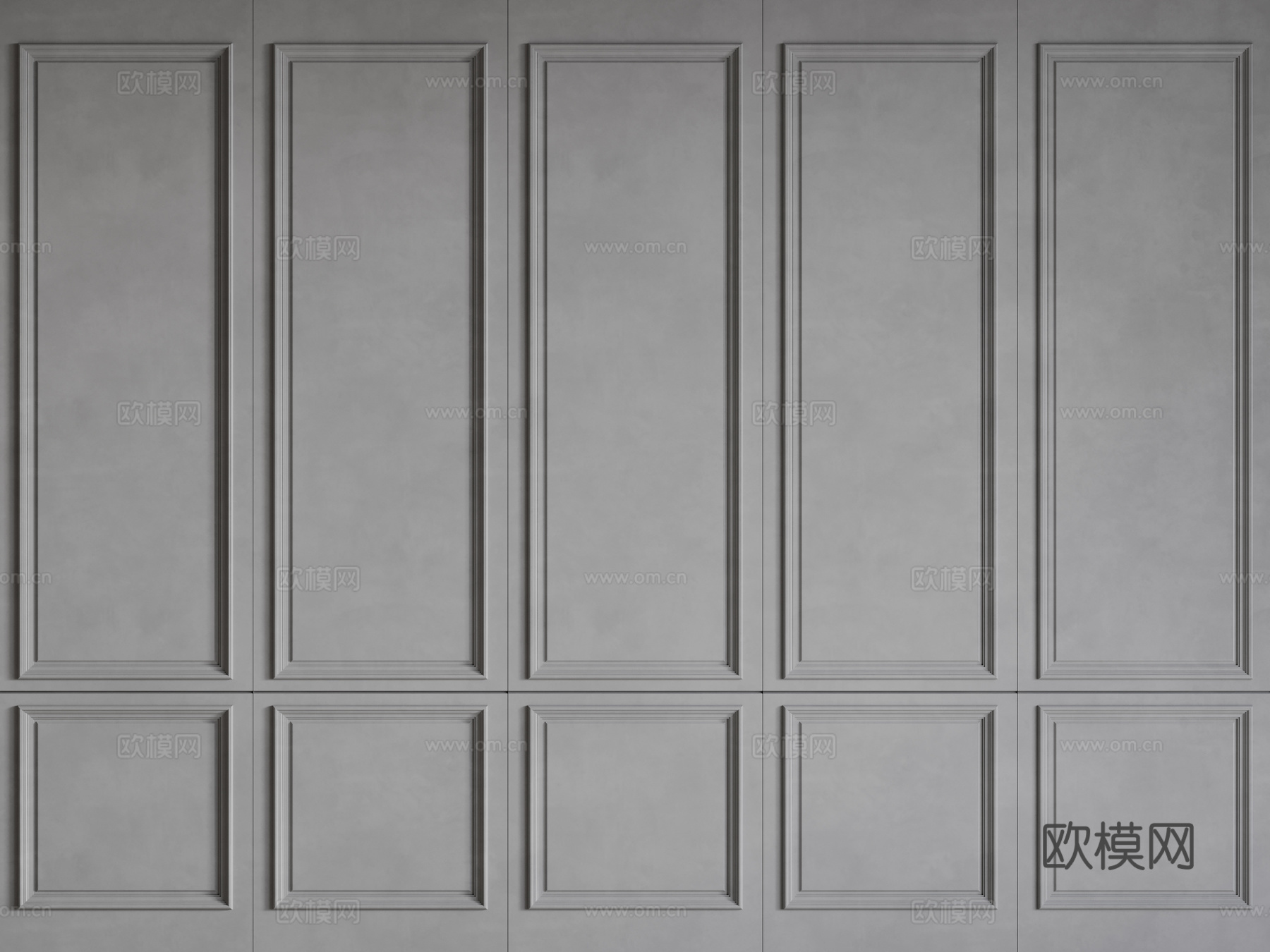 法式护墙板 PU线条 雕花线条 石膏线背景墙su模型下载（渲染图1）