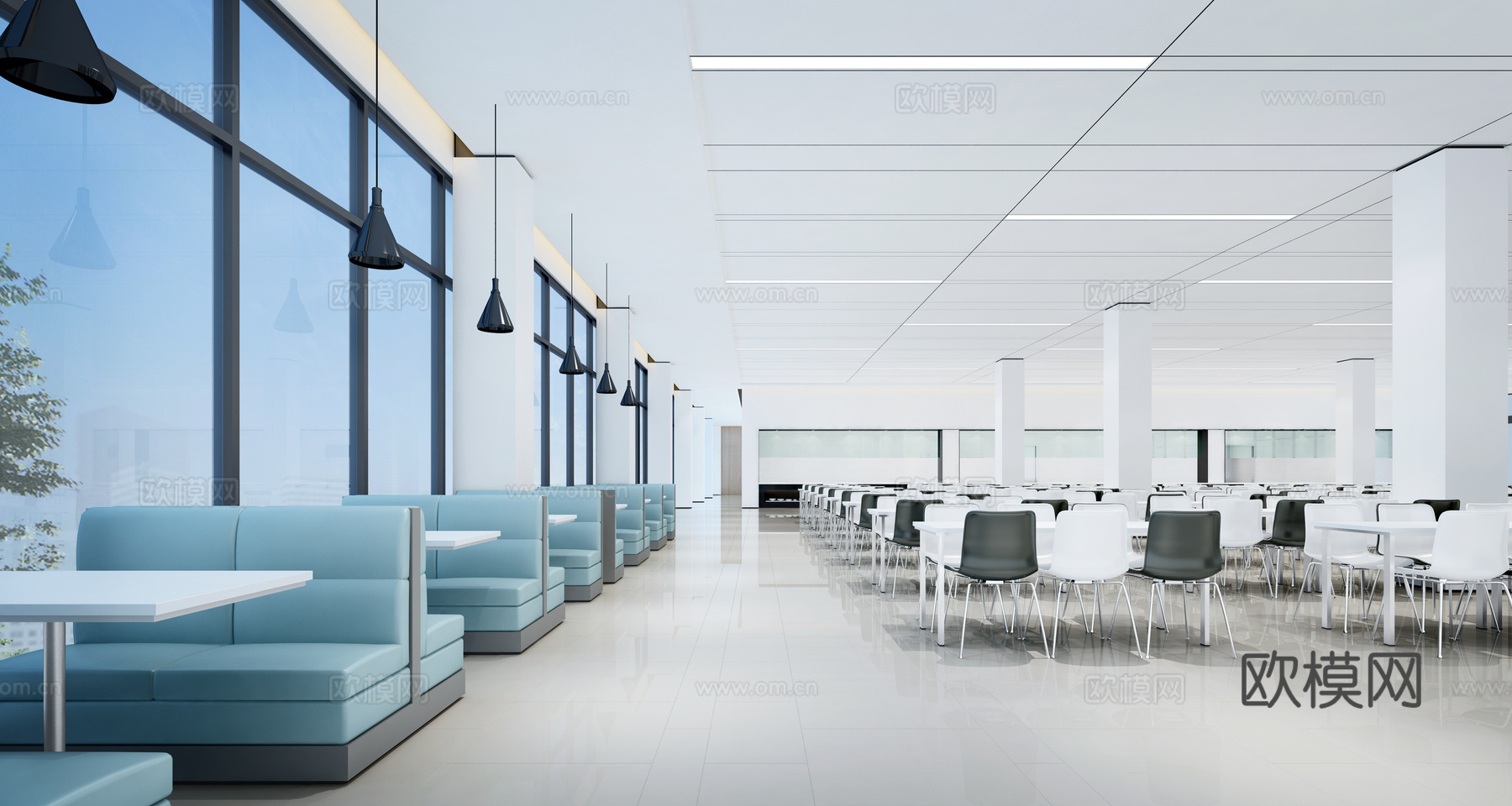 现代公司员工餐厅3d模型