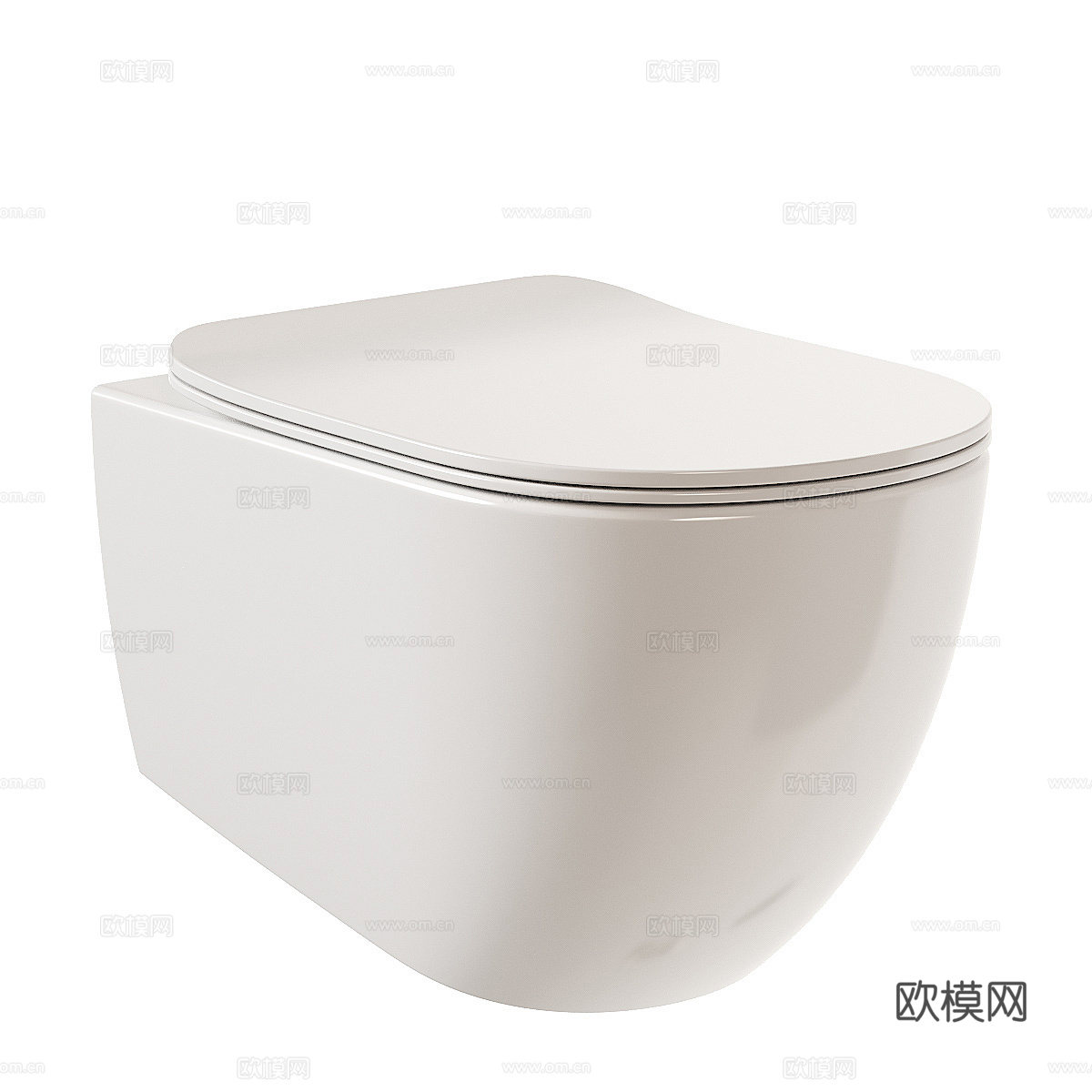 现代奶油风壁挂式马桶 坐浴盆3d模型