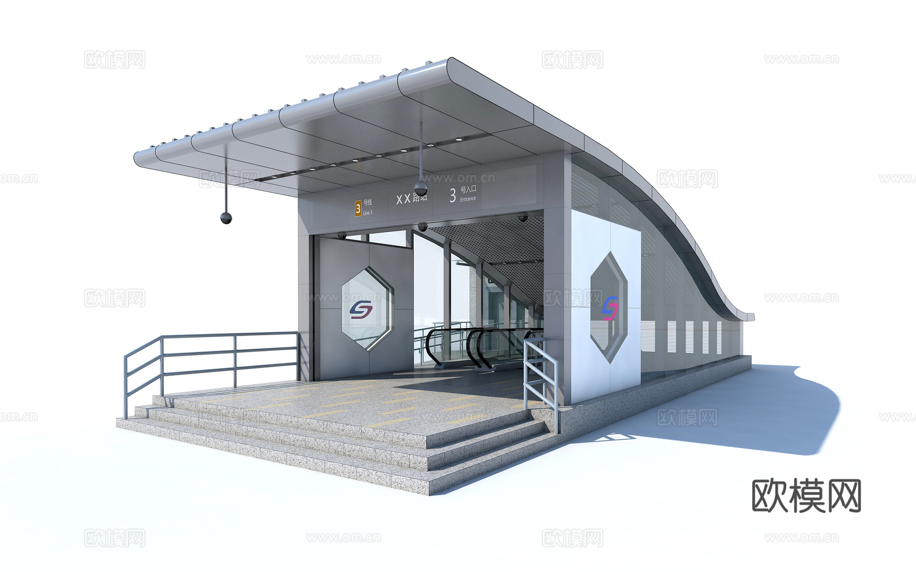 地铁入口 苏式地铁入口 中式地铁入口 地铁3d模型