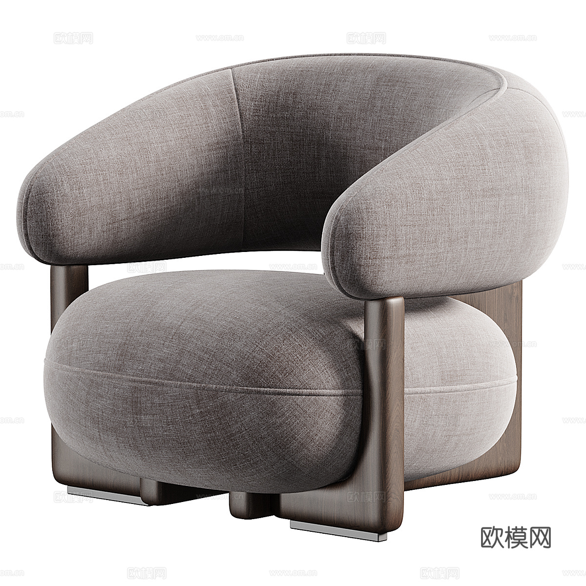 现代意式布艺木质扶手椅3d模型