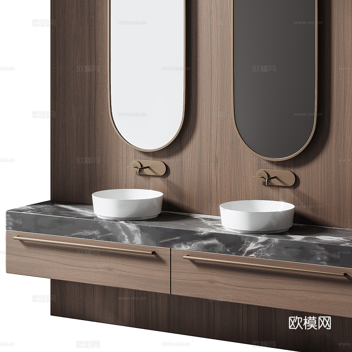 新中式轻奢双台盆浴室柜 台盆柜3d模型