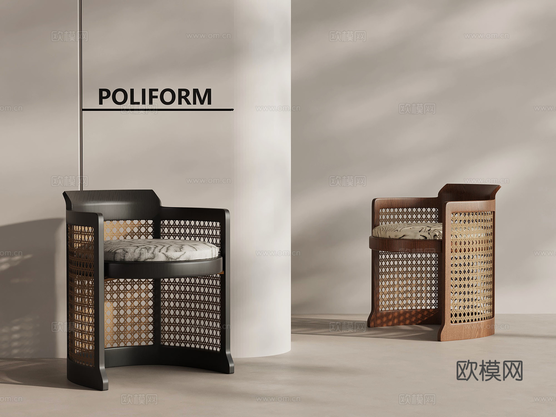 法式中古休闲椅 单椅 藤编椅子3d模型下载