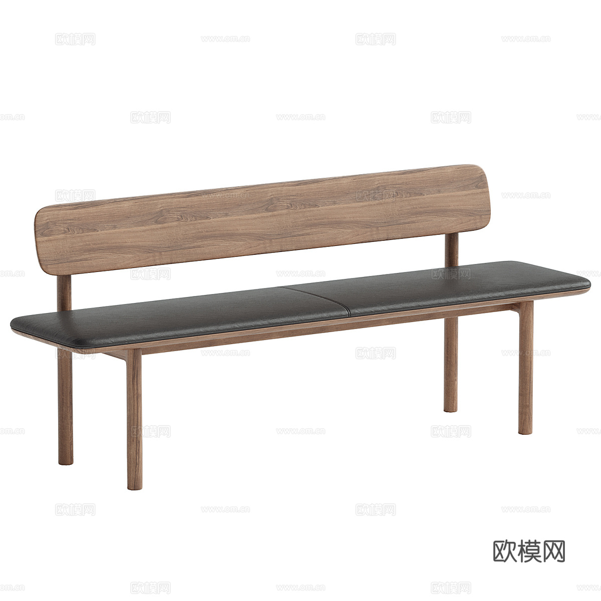 新中式原木长凳 条凳3d模型