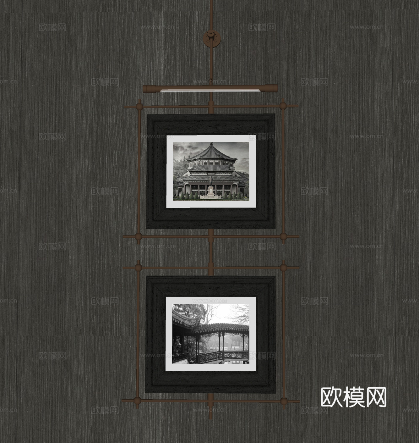 现代复古抽象挂画 侘寂风挂画 装饰画组合su模型