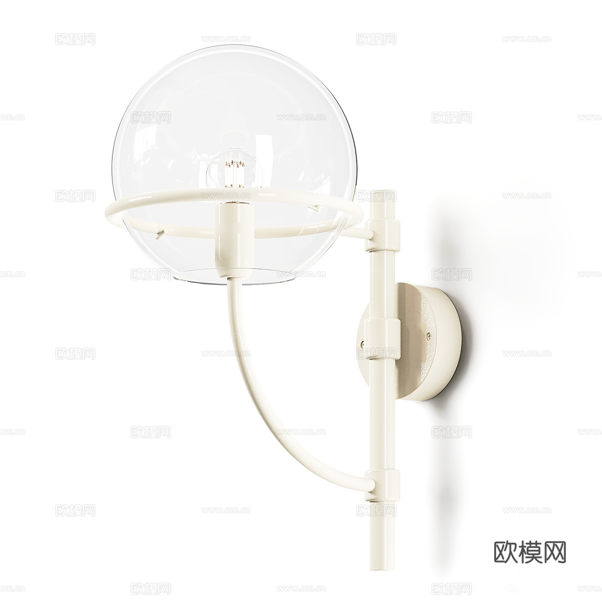 现代轻奢极简球形玻璃金属吊灯3d模型