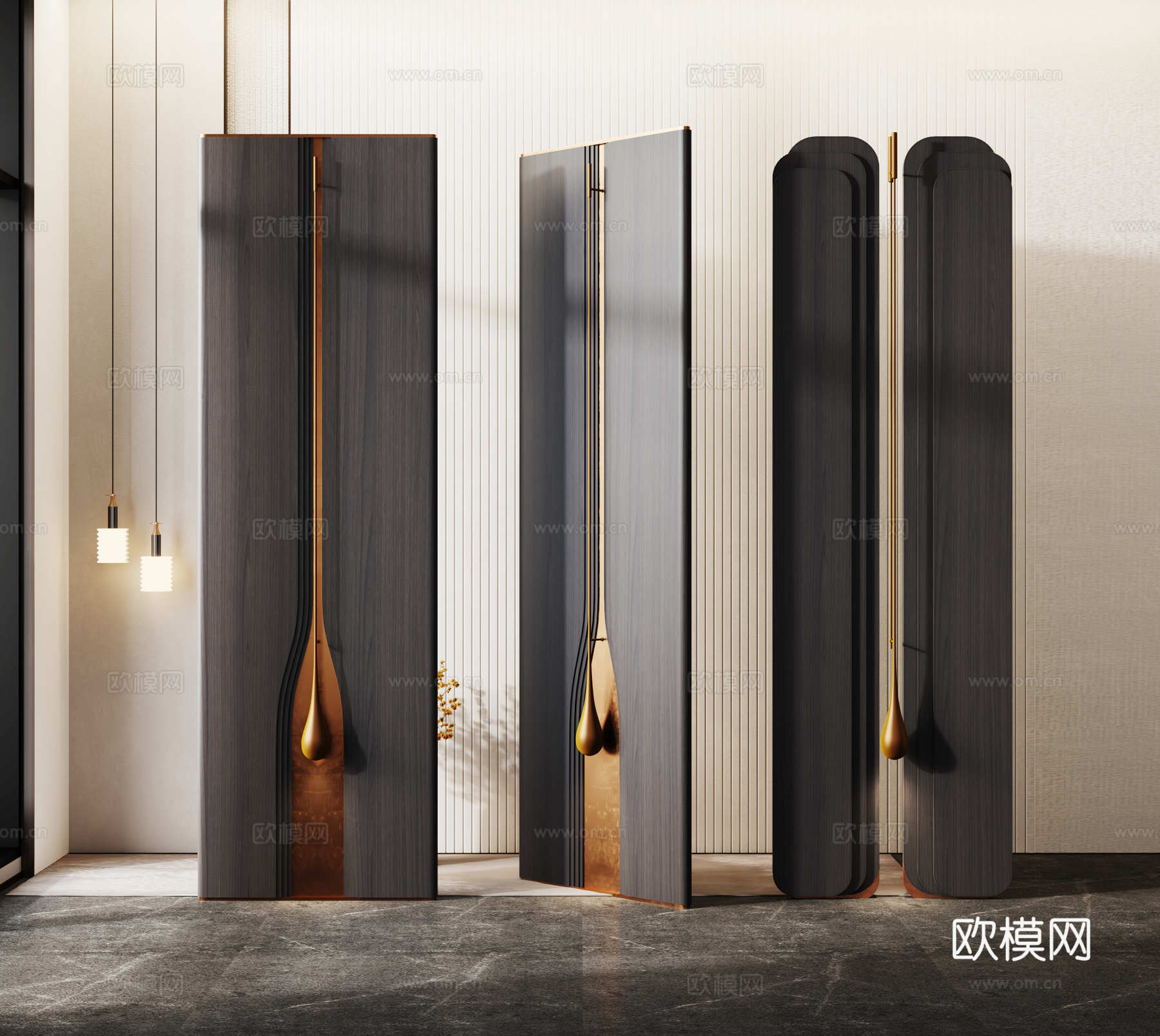 现代屏风隔断su模型