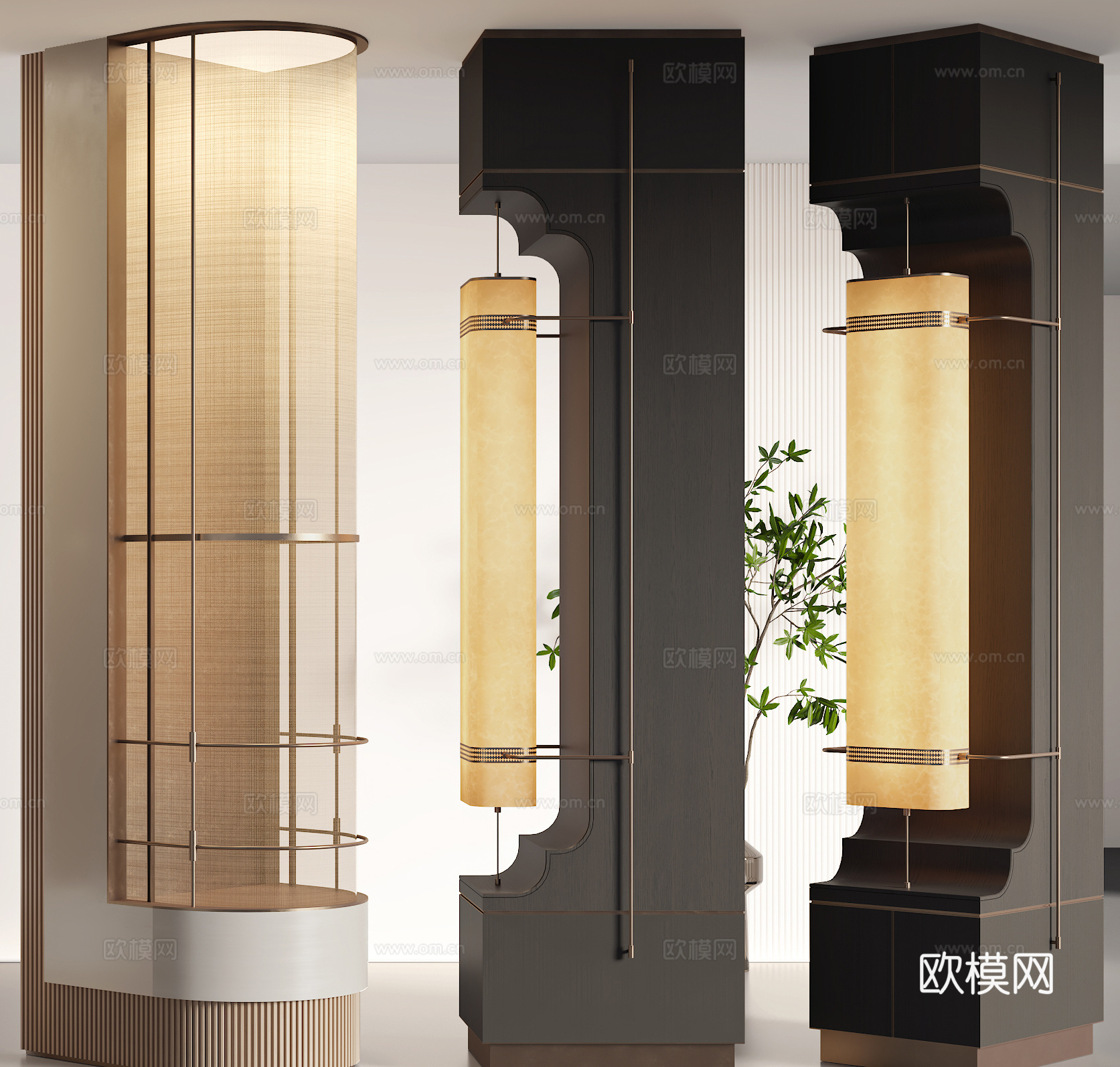 轻奢装饰柱 柱子装饰 建筑柱子3d模型